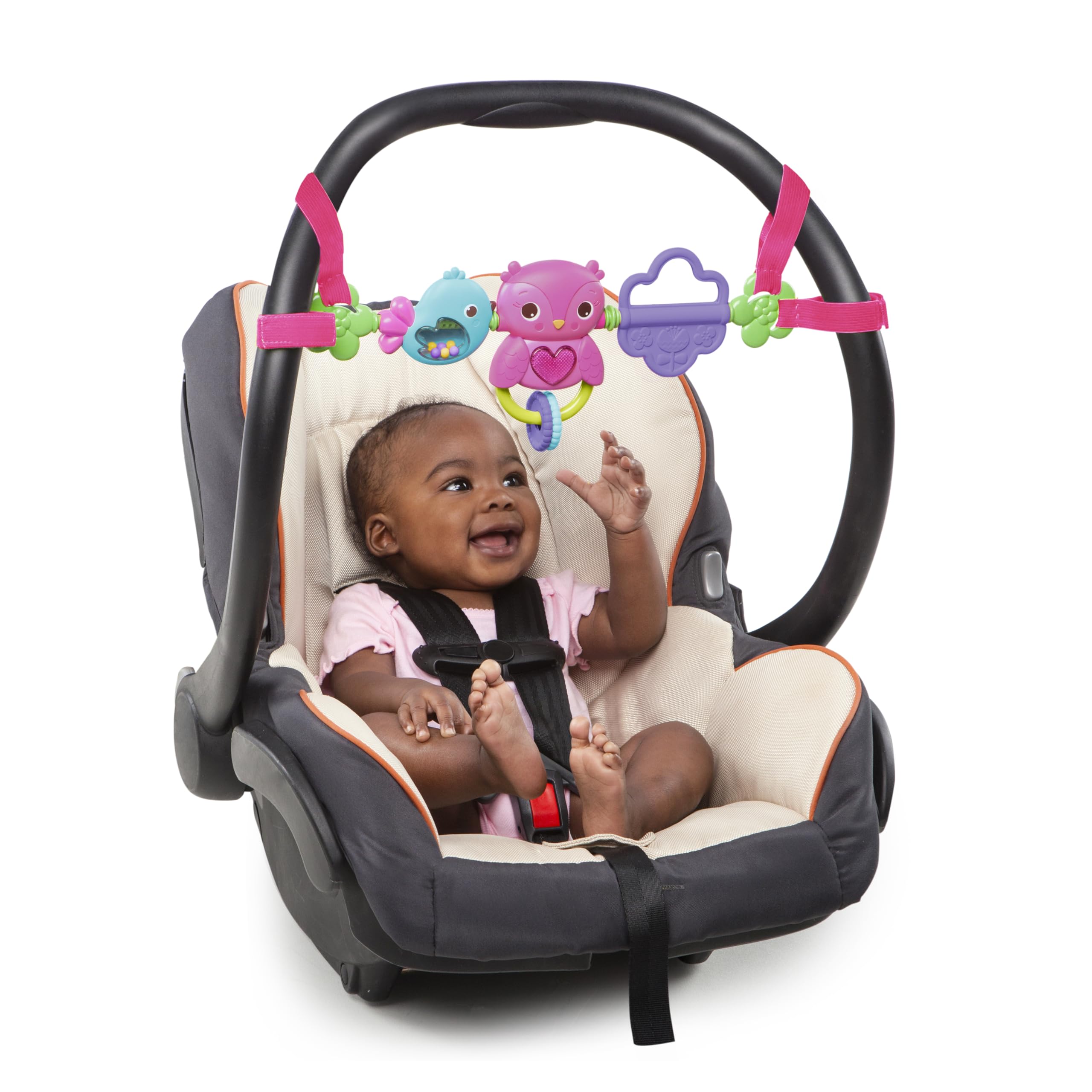 Bright Starts Busy Birdies Carrier Toy Bar - Musical with Lights | Attaches to Most Carriers