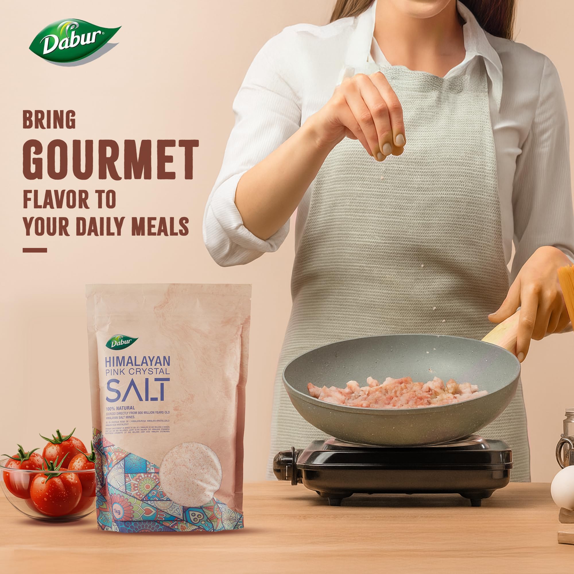 Dabur Himalayan Pink Salt - 1kg Fine Grain | 100% Natural Unrefined | Halal & Kosher Certified 2