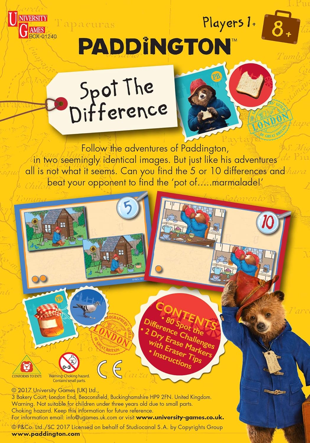 Paddington Bear Spot the Difference Game - 80 Challenges Board Game 2