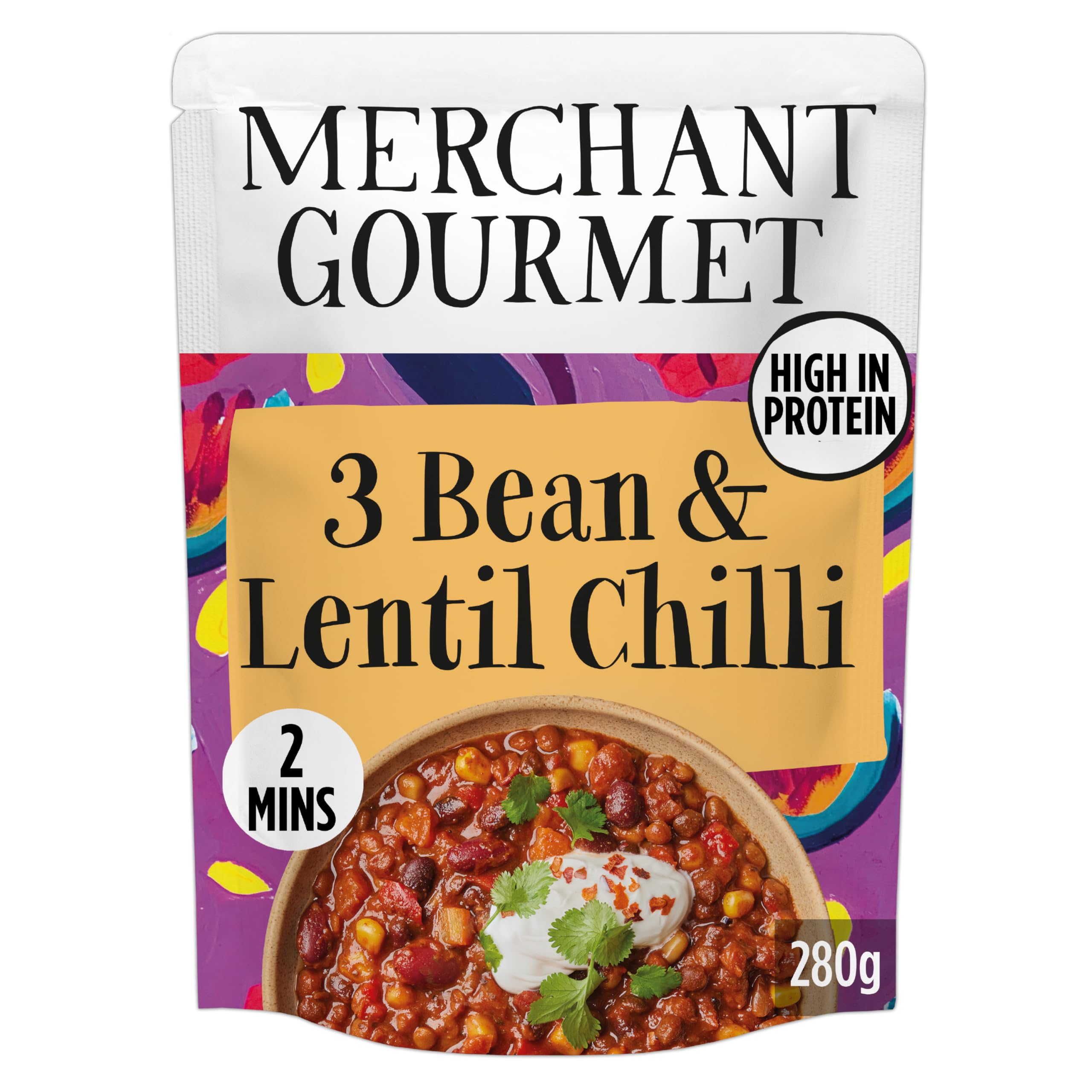 Merchant Gourmet Ready-to-Eat 3-Bean & Lentil Chilli with Chipotle | 6 x 280g Pouches | High Protein & Fibre 2