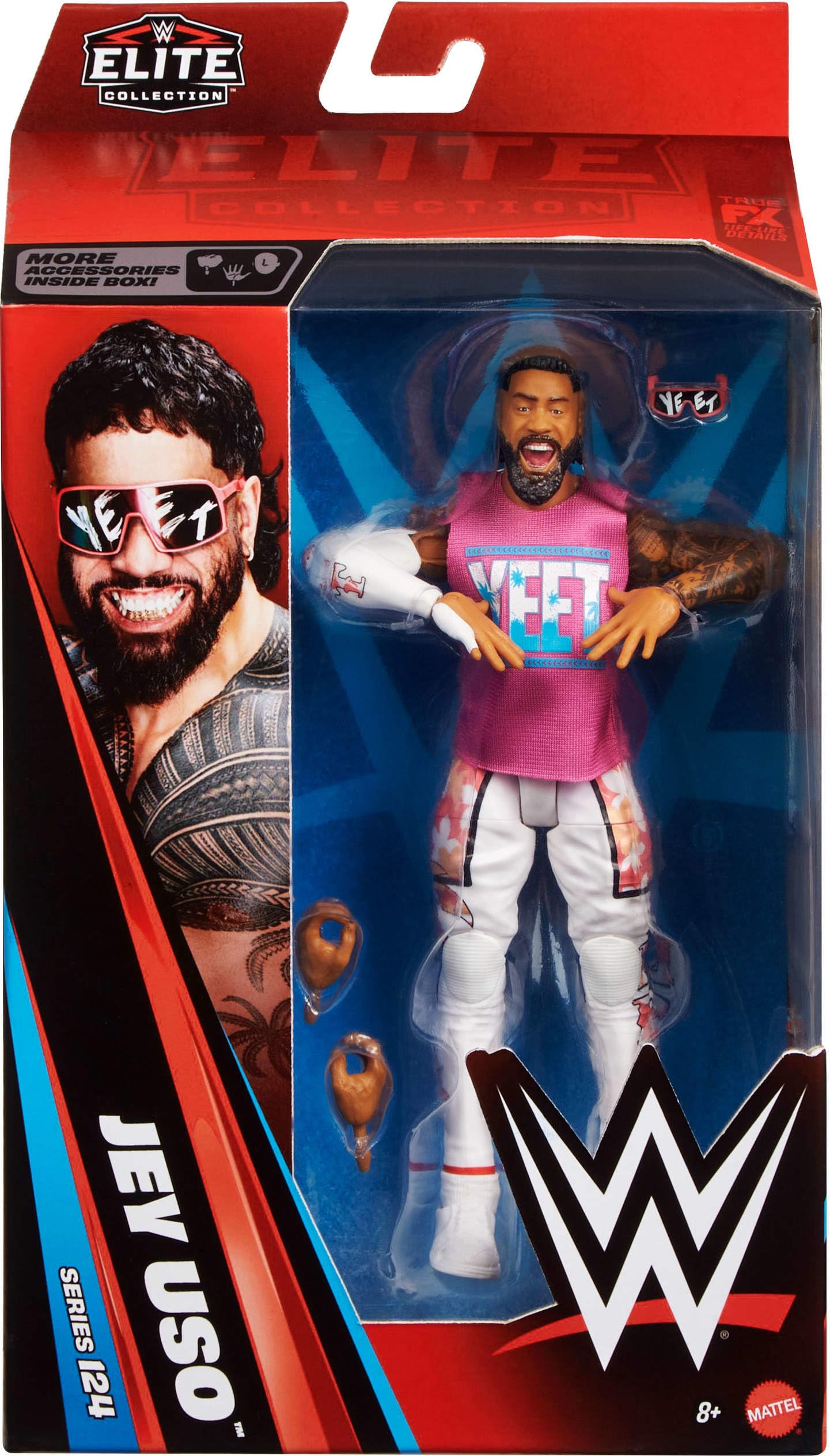 Mattel WWE Elite Action Figure Jey Uso - 6-inch Scale | 25 Points of Articulation | Series #124