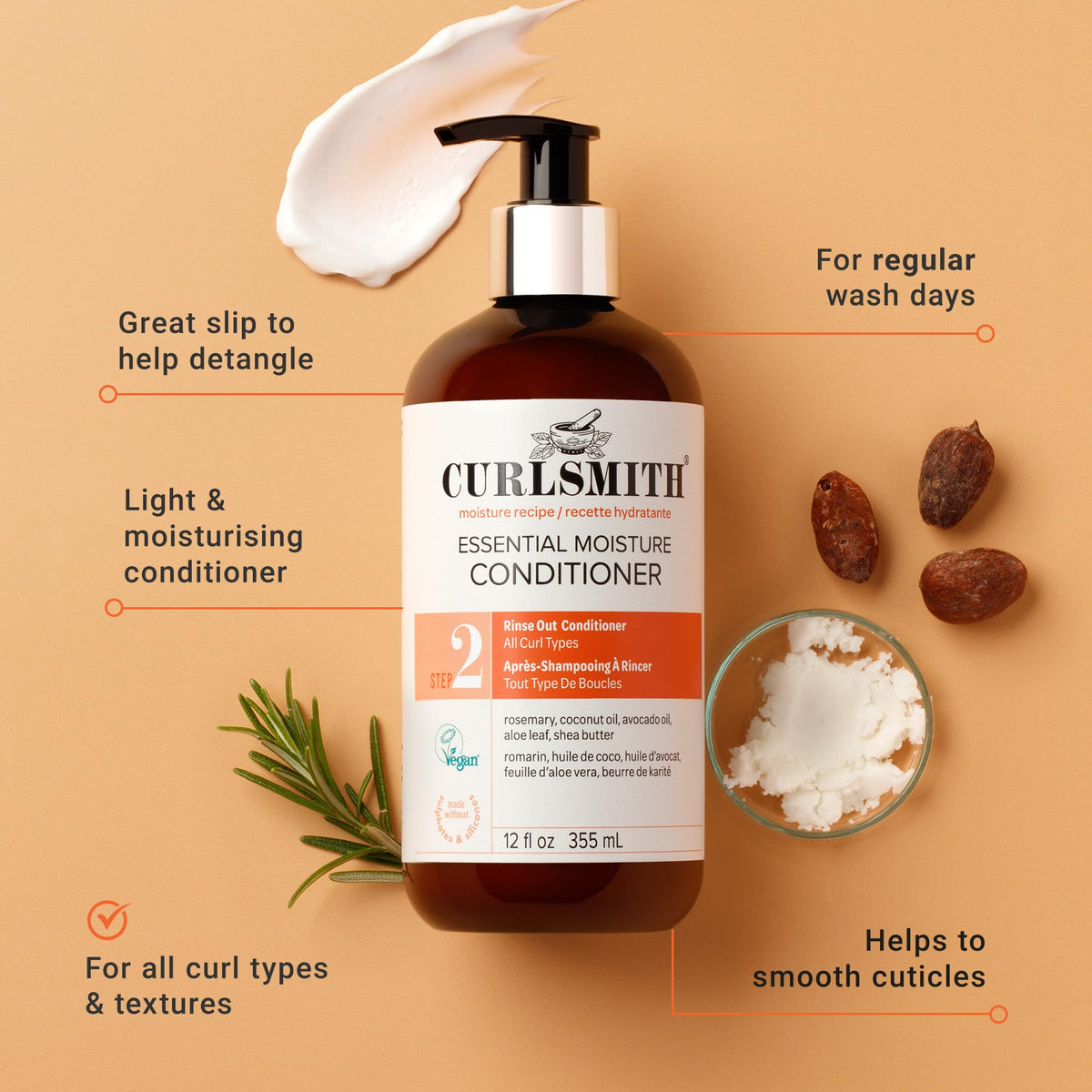 Curlsmith Essential Moisture Conditioner - Lightweight Frizz Control, Hydrating, Detangling | 355 ml 3