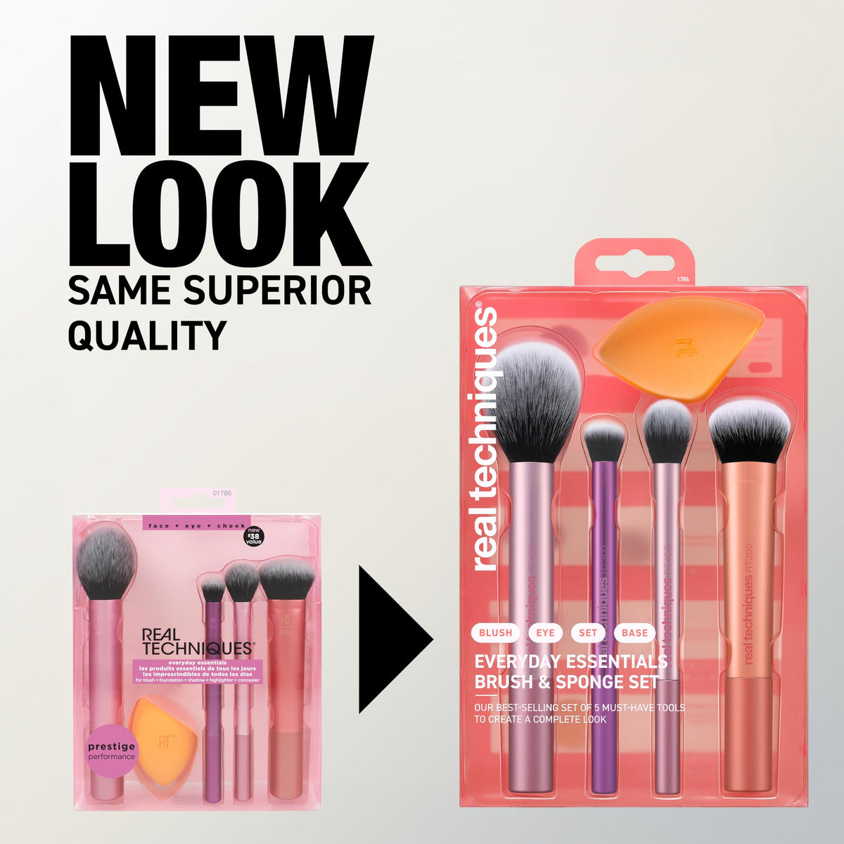 REAL TECHNIQUES Everyday Essentials Brush Set - 6 Piece, Includes 4 Brushes & 2 Sponges 9