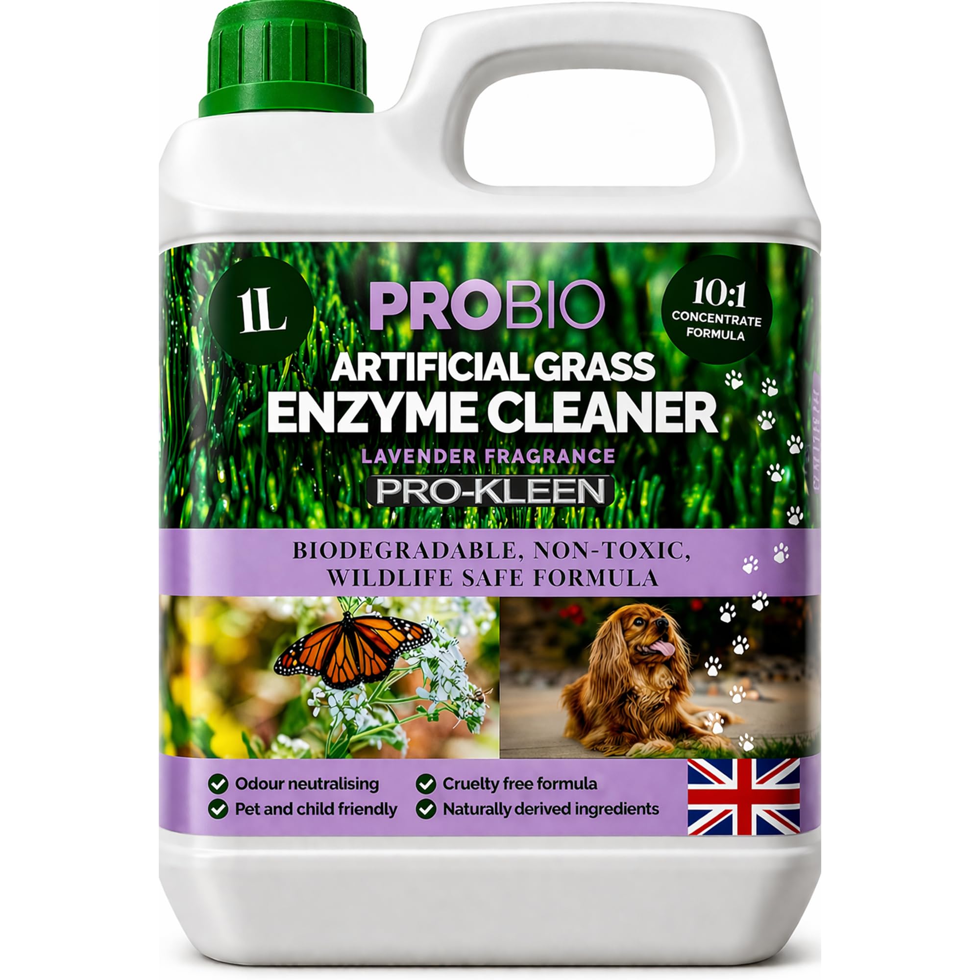 Pro-Kleen ProBio Artificial Grass Cleaner - Probiotic Deodoriser for Dogs | 1L Lavender Scent