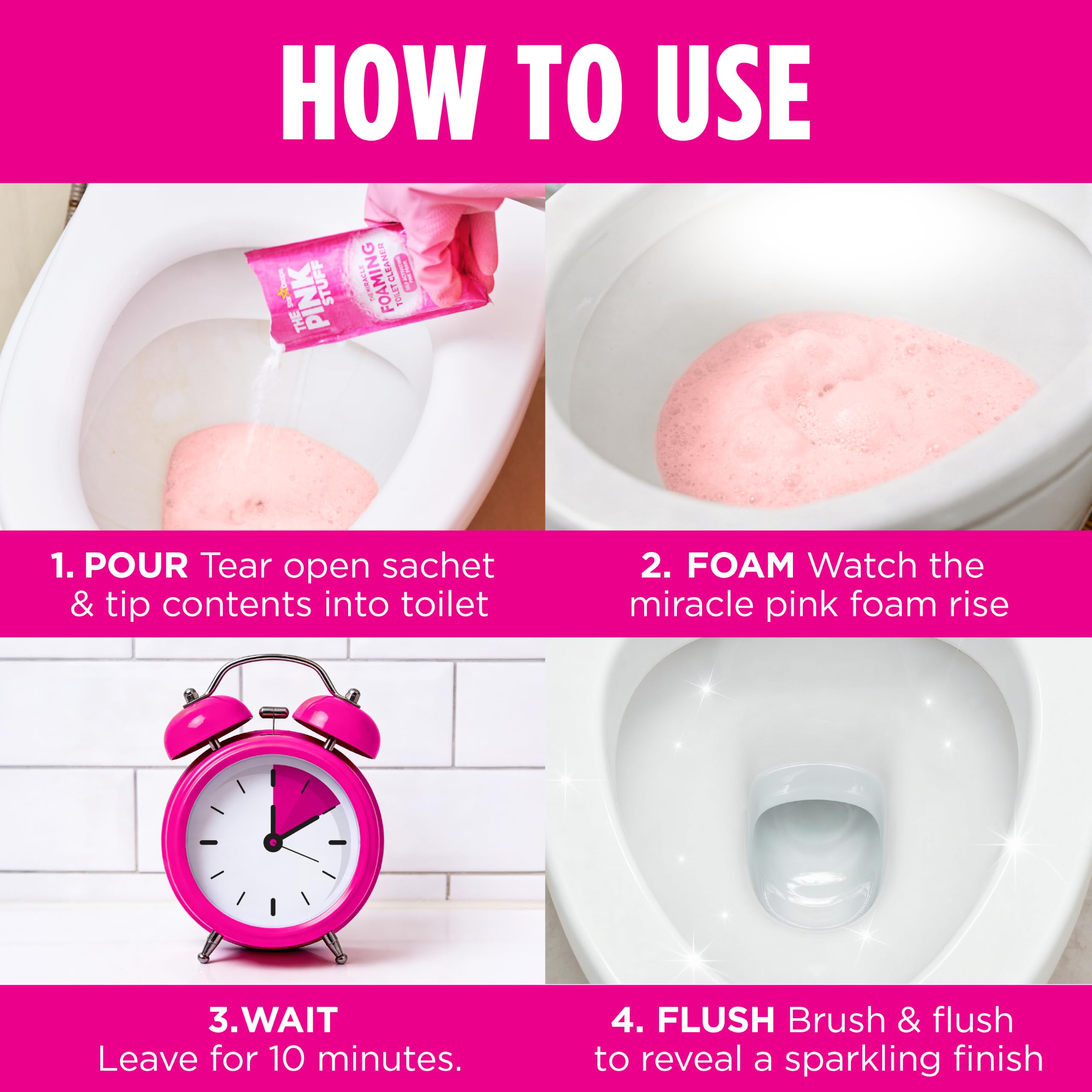 Stardrops The Pink Stuff Miracle Power Foaming Toilet Cleaner - Triple Pack | 900g Total Weight | Fruit Scent 4