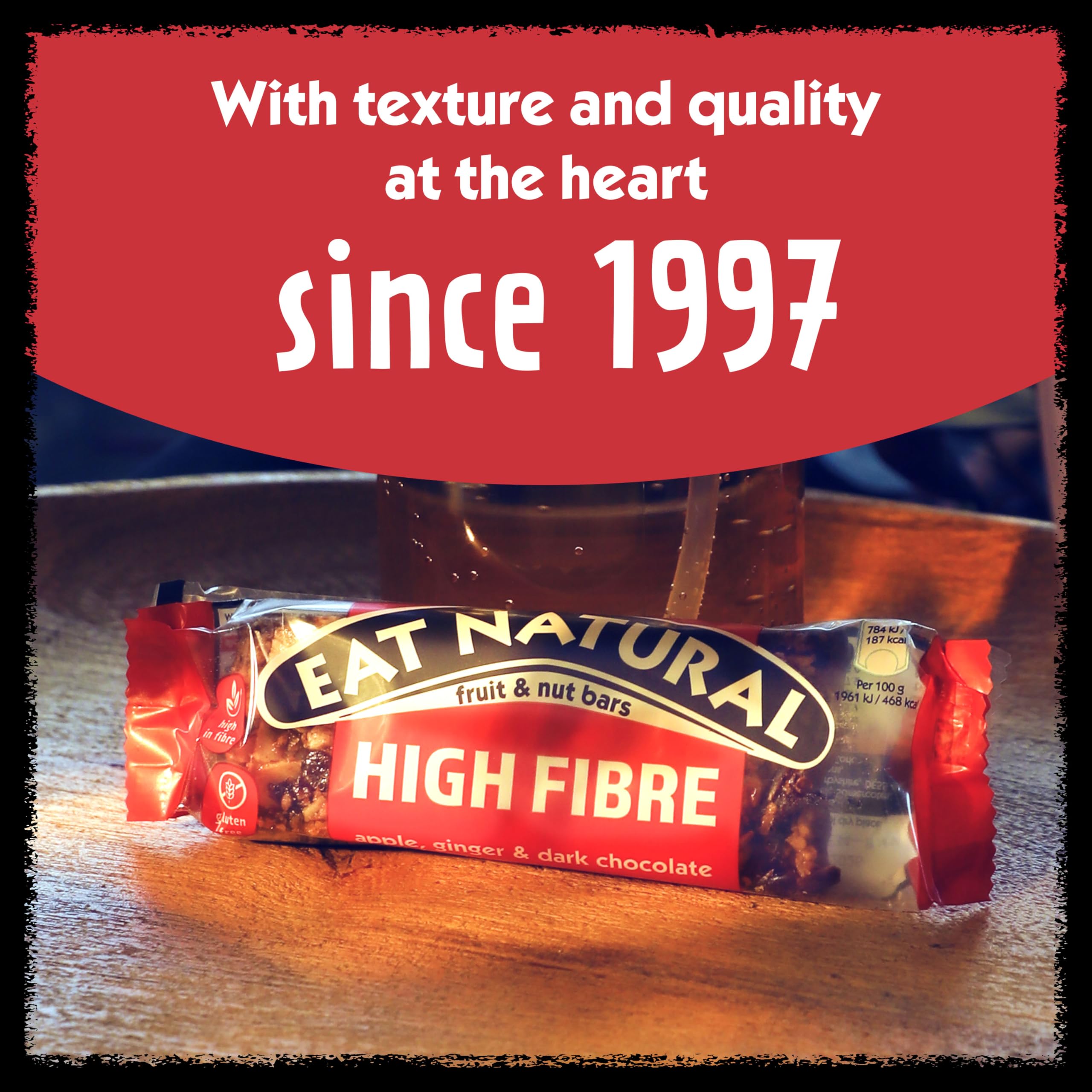 Eat Natural Fruit & Nut Bars - Dark Chocolate with Apple & Ginger | High Fibre | Gluten Free | 3 x 40g 6