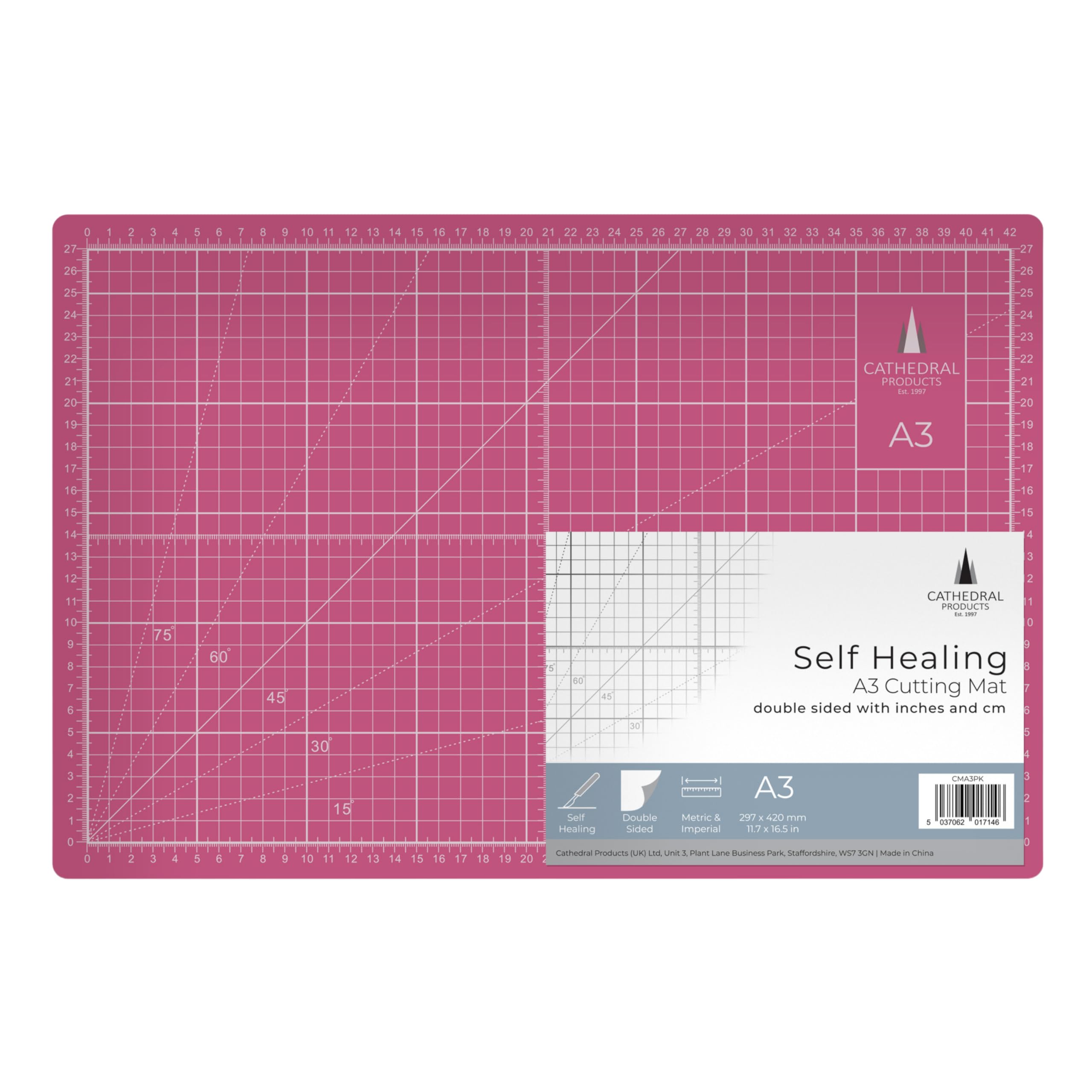 Cathedral Products A4 Double-Sided Self-Healing Cutting Mat | 3mm Thick | Pink 4