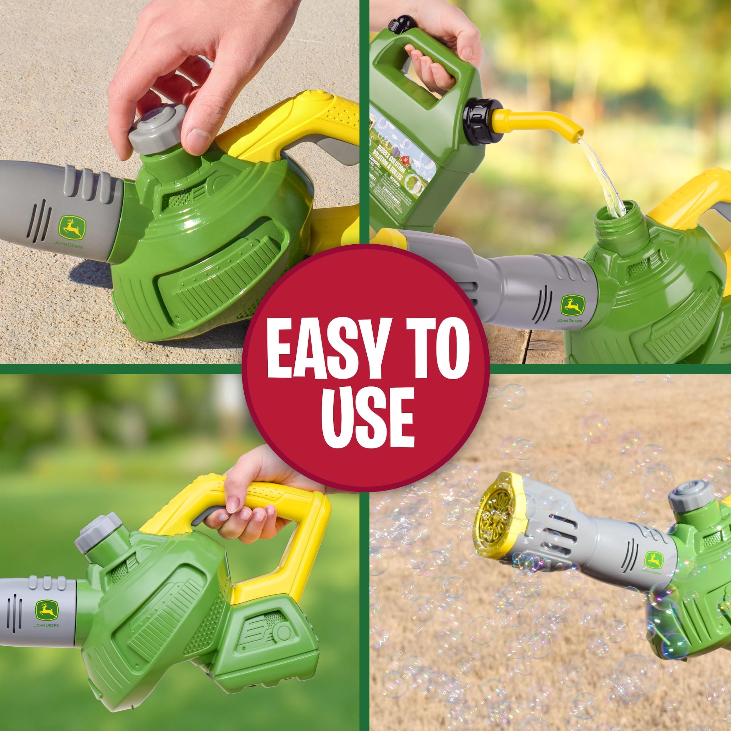 John Deere Bubble Leaf Blower Toy - Continuous Bubbles | 44oz Refill | Ages 3+ 6