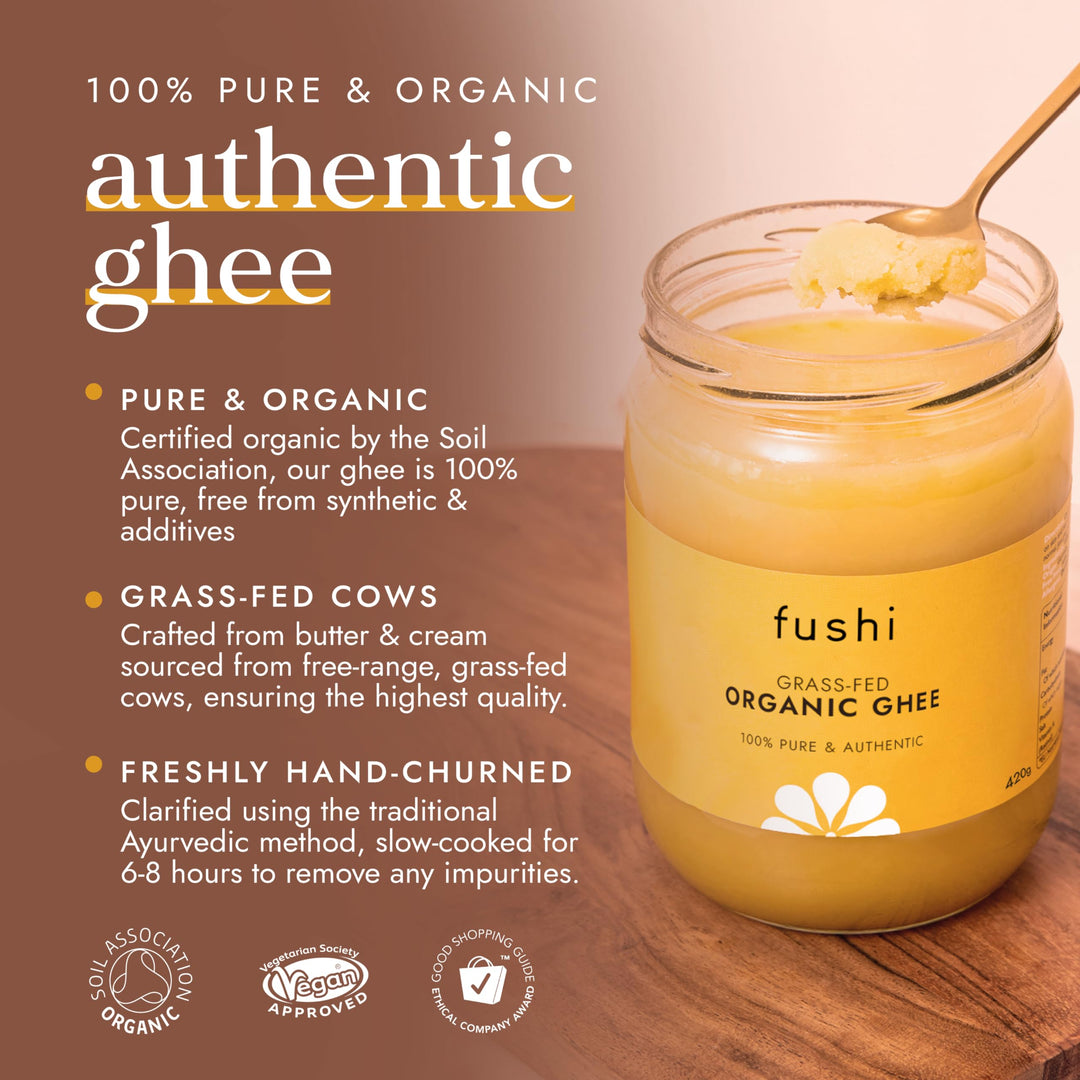 Fushi Organic Ghee 420g – Organic Certified | English Ghee | Vegetarian, Cl