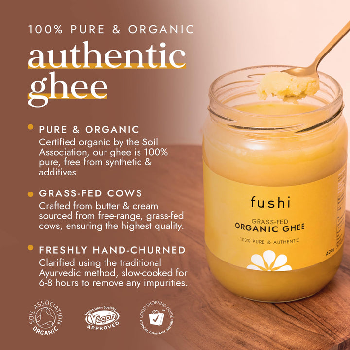 Fushi Organic Ghee 420g – Organic Certified | English Ghee | Vegetarian, Cl