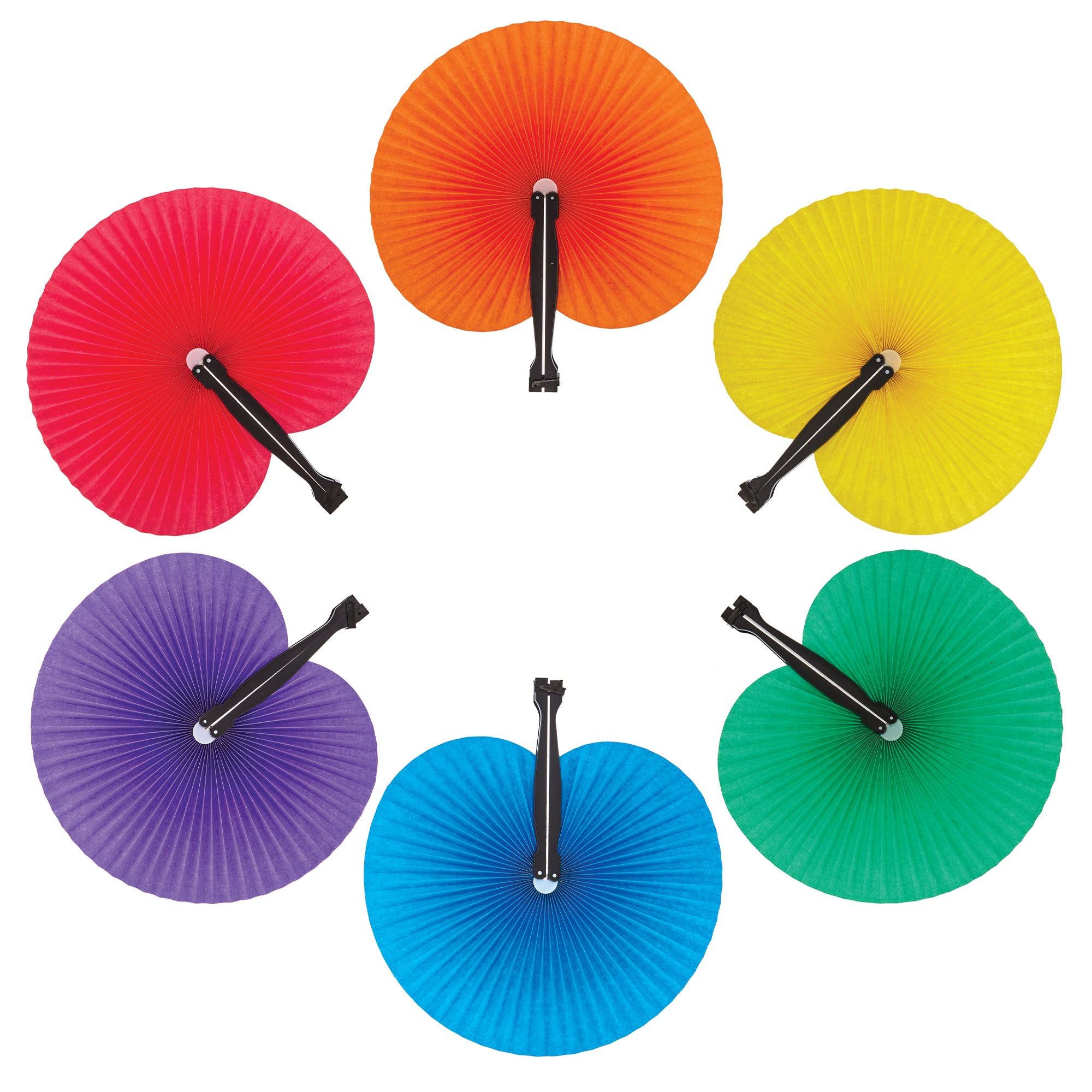 Baker Ross Bright Colours Hand Fans - Pack of 12, Lightweight Paper for Parties & Crafts | Age 3+