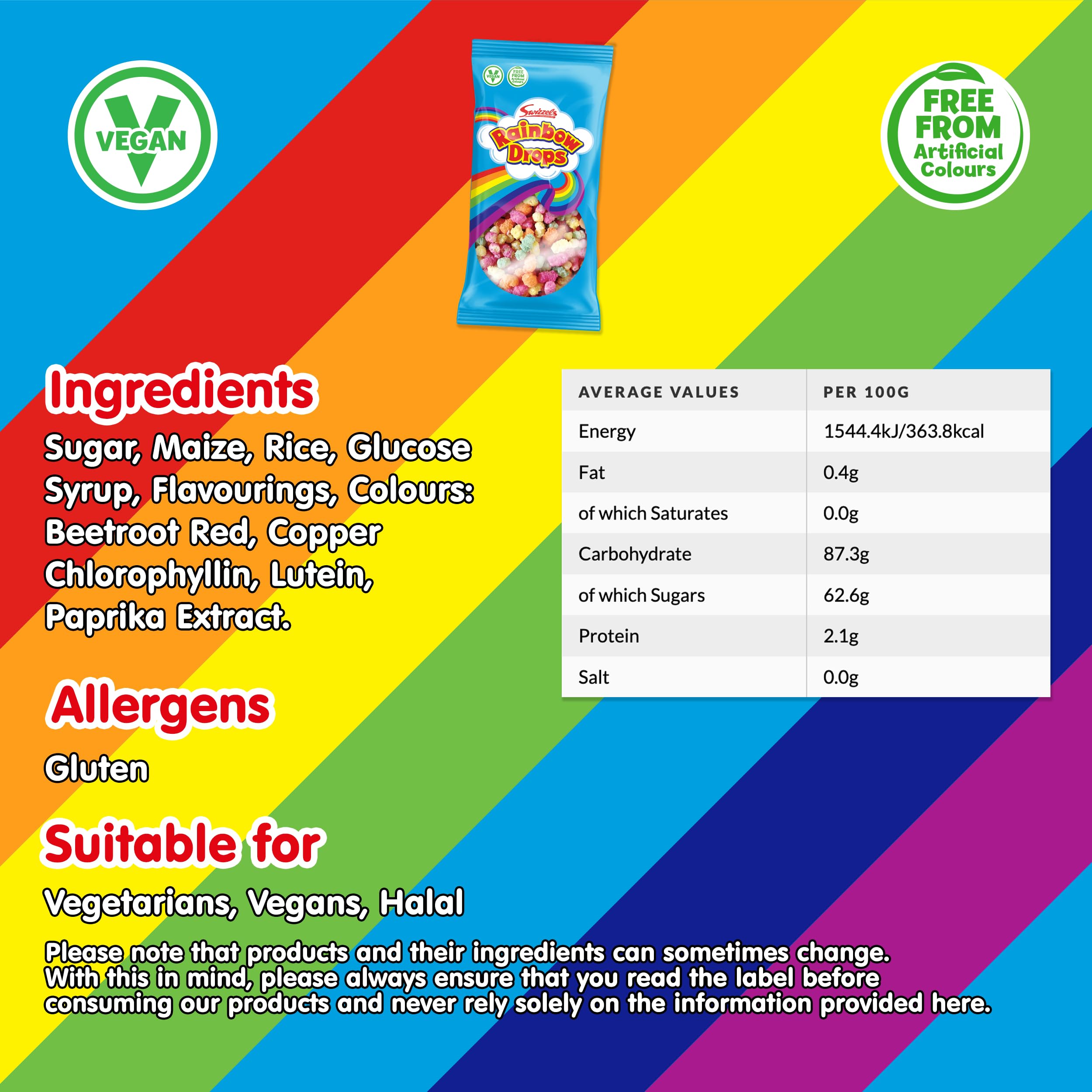 Swizzels Giant Rainbow Drops 8 x 70g Bags, Individually Wrapped Bulk Sweets 5