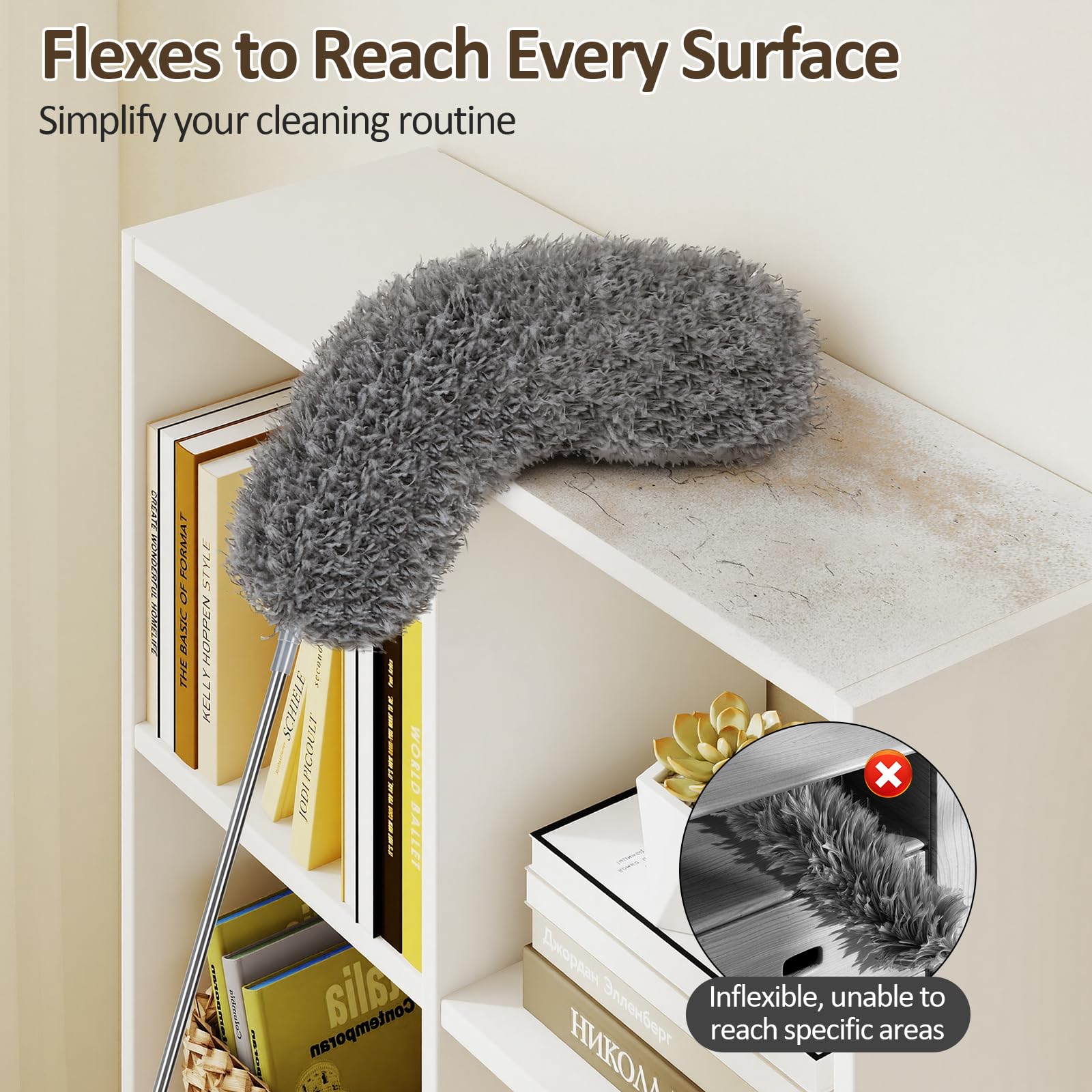 Alyvisun Extendable Feather Duster - 40-240 cm Telescopic Pole, Washable Microfibre Head 4