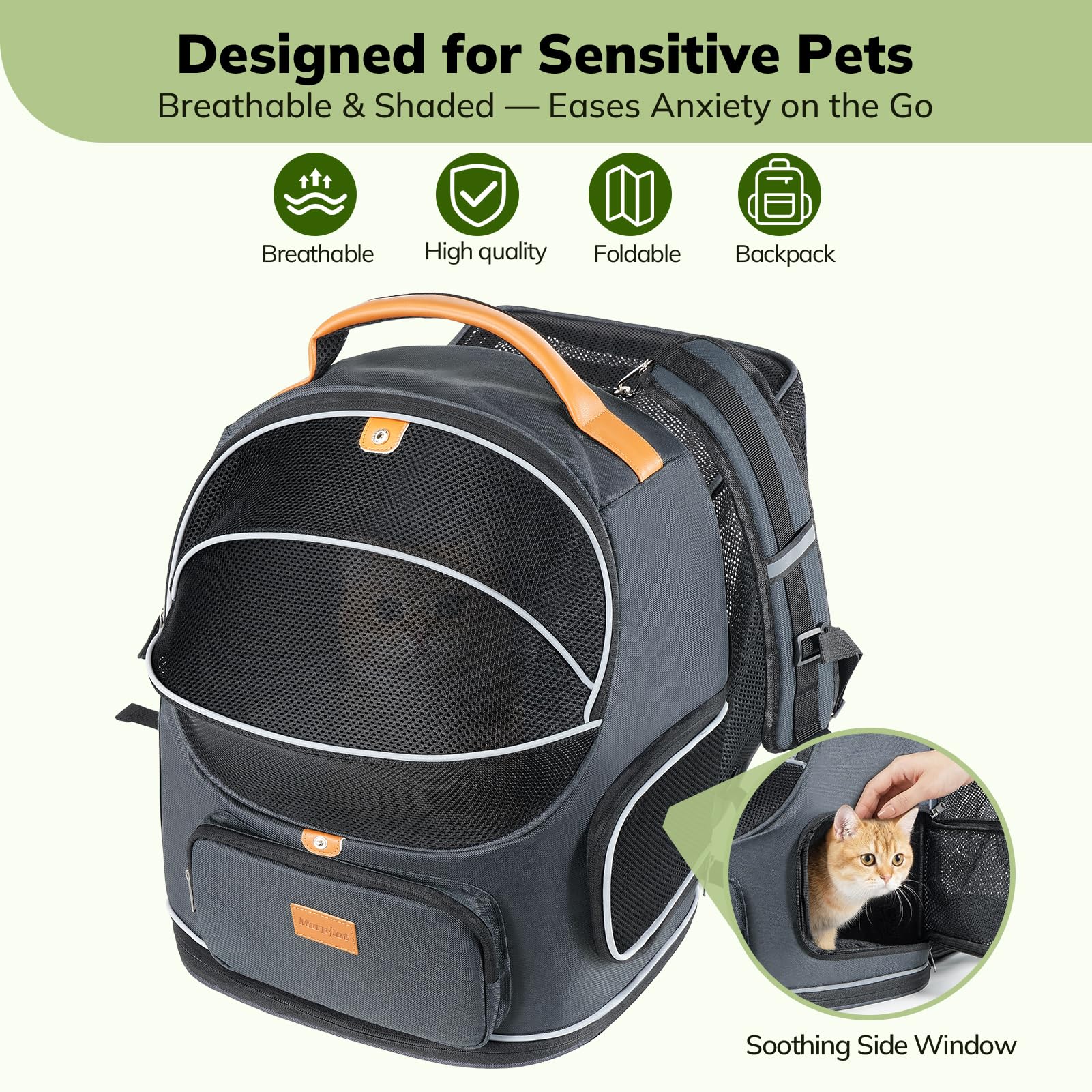 Morpilot Interactive Dual-Use Pet Backpack Carrier with Expandable Bed & Top Window | Supports up to 11.3kg 6