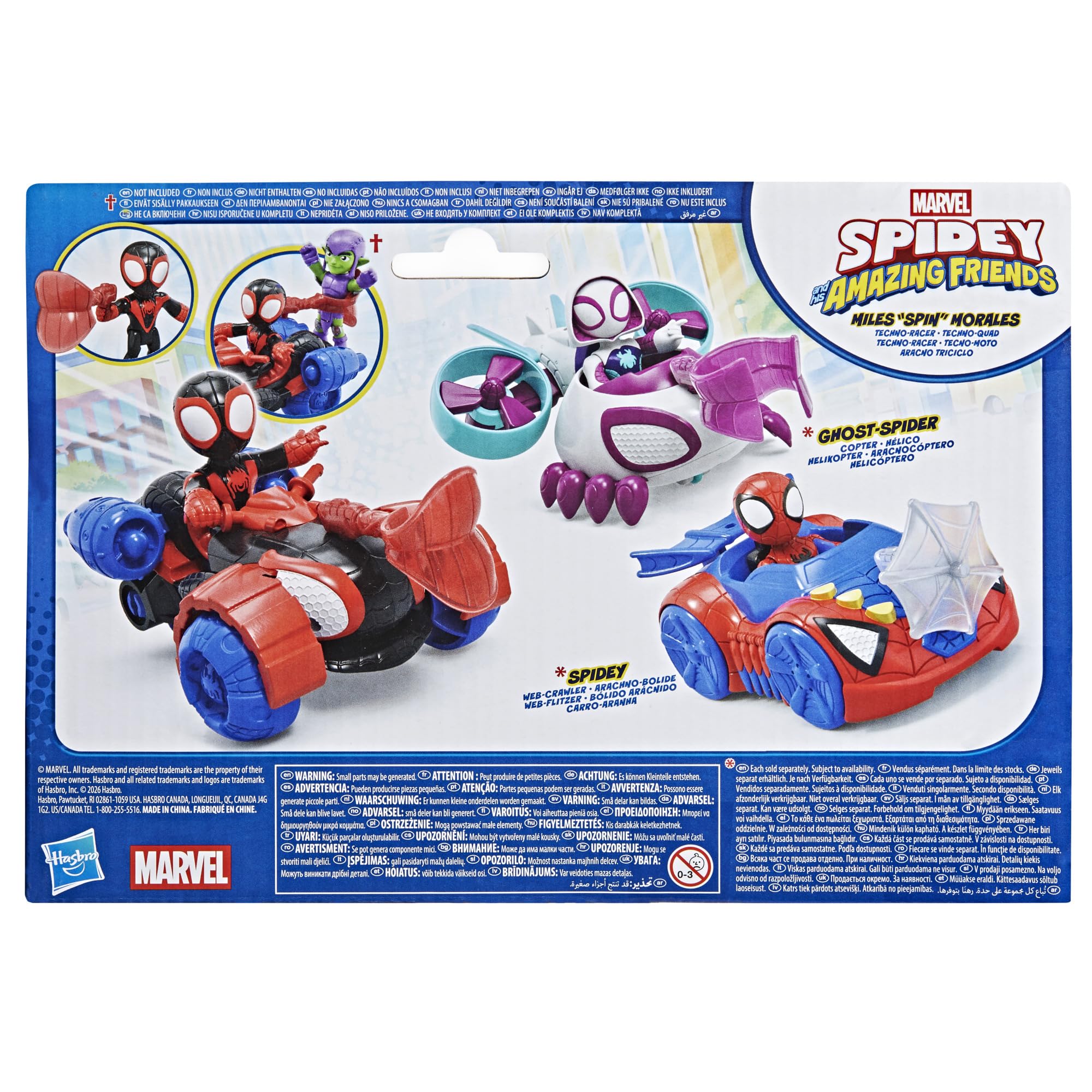 SPIDEY AND HIS AMAZING FRIENDS Miles 'Spin' Morales Techno-Racer Toy | 3-inch Figure | Ages 3+ 6