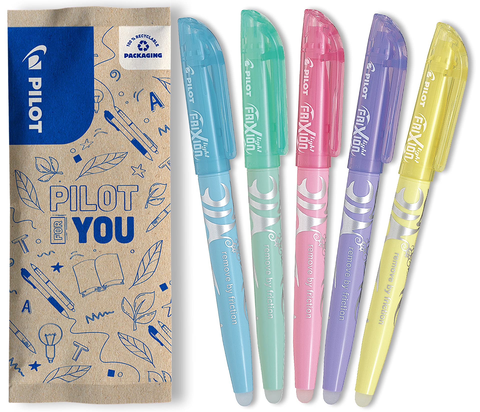 PILOT Frixion Light Erasable Highlighters - Pastel Colors (5 Pack) | Heat-Sensitive Ink 1