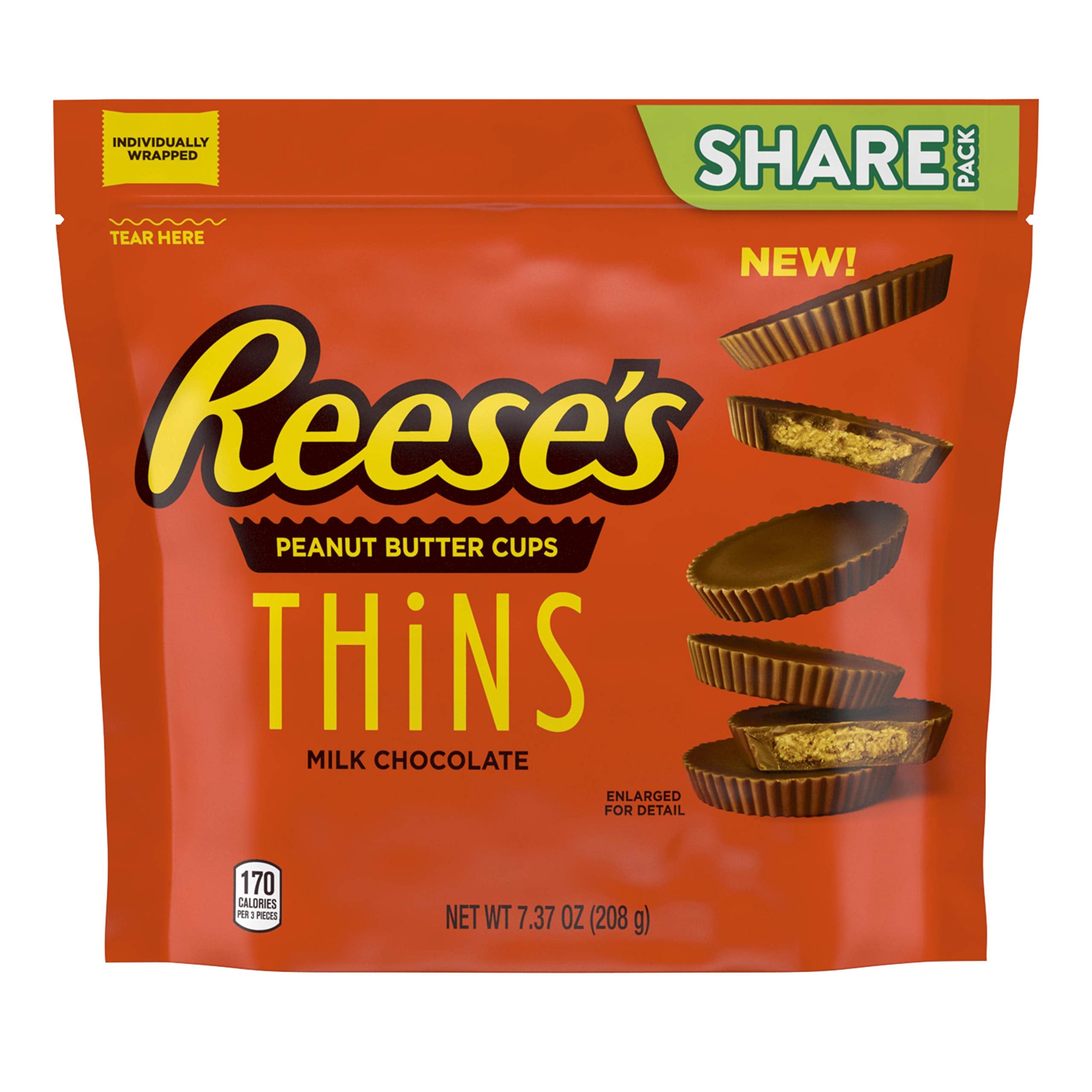 Reese's PB Cup Thins Chocolate Candy Bar | 208g Pouch | American Cuisine 1