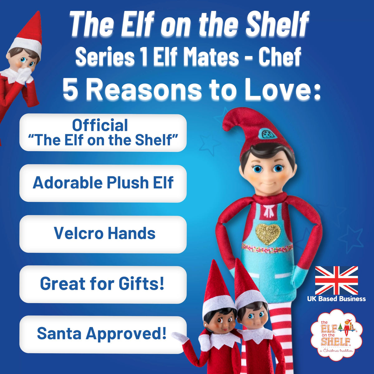 The Elf on the Shelf Elf Mates Chef Edition Doll - 12 Inch Plush with Velcro Hands