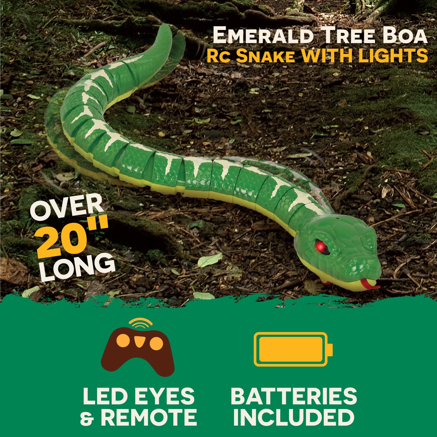 Terra by Battat Emerald Tree Boa - Remote Controlled Snake with LED Eyes, Ages 6+ 10