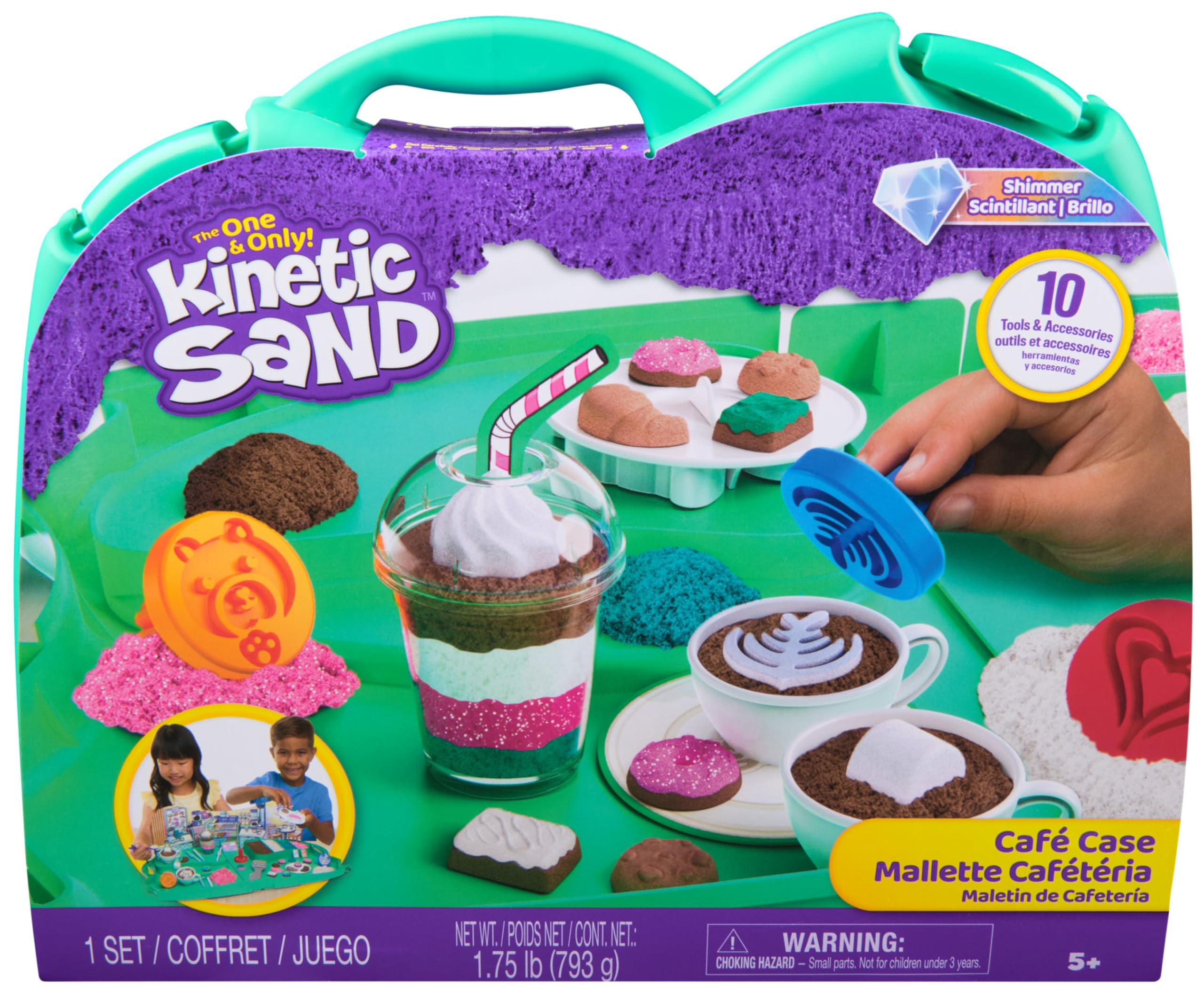 Kinetic Sand Café Case with 793g Play Sand in 4 Colours, 9 Tools and Moulds | Ages 5+ 1