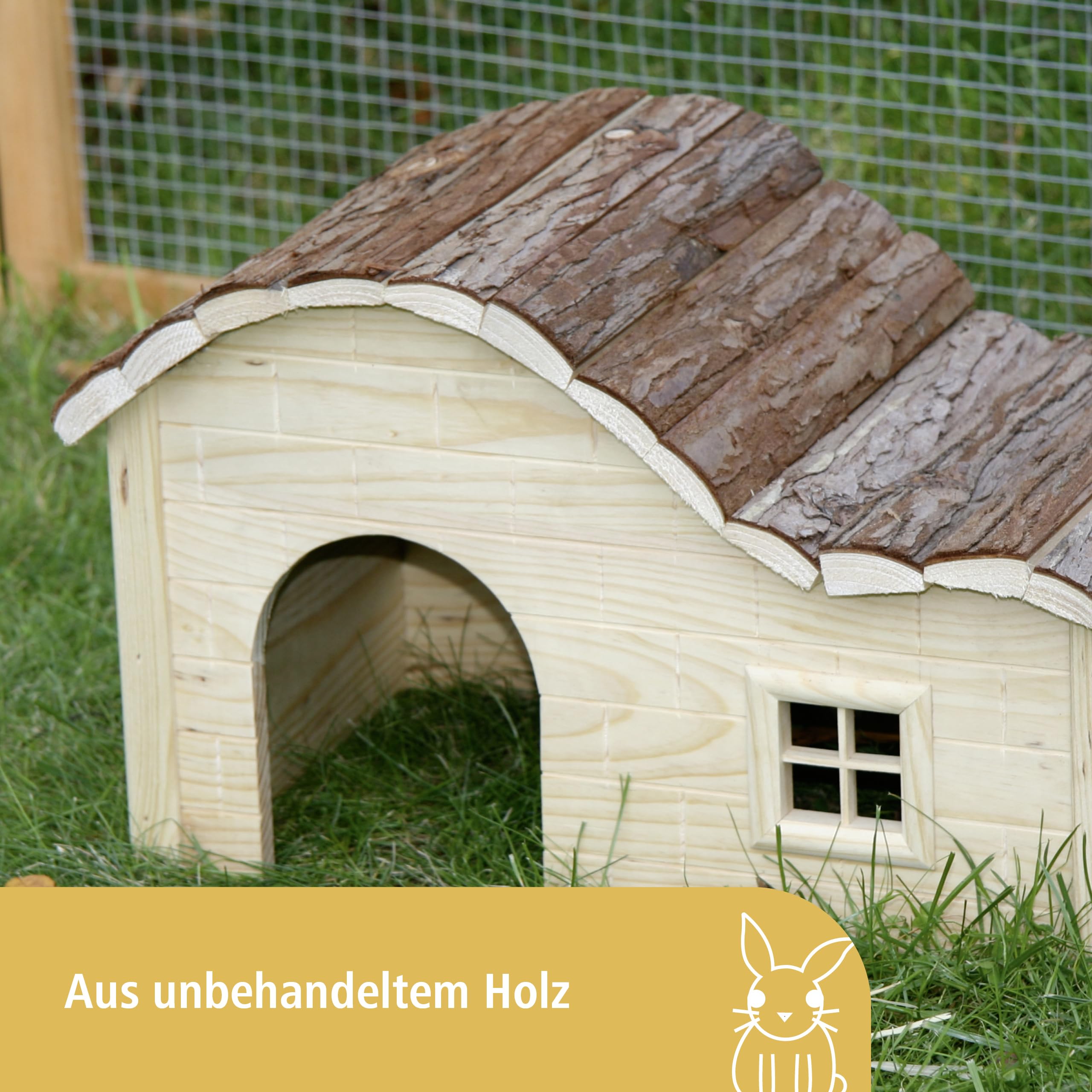 Kerbl Pet Nature Plus House - Untreated Natural Wood Shelter for Guinea Pigs & Dwarf Rabbits | 30x20x20 cm 3
