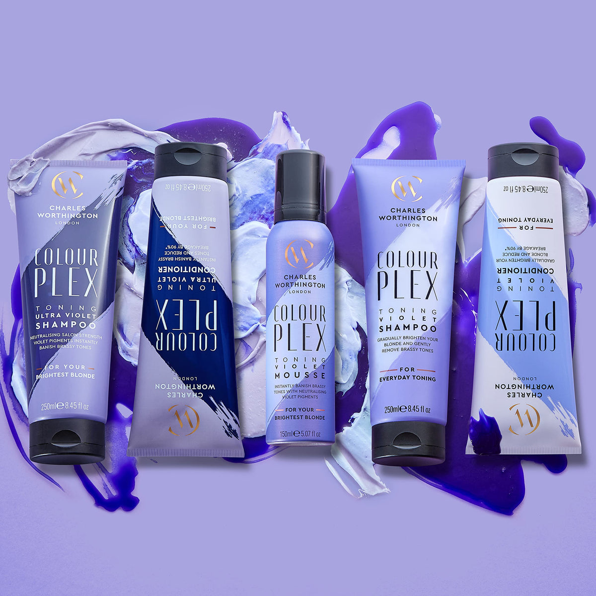 Charles Worthington Colourplex Toning Ultra Violet Conditioner - Reduces Breakage by 90%, Banishes Brassy Tones, Strengthens Hair 9