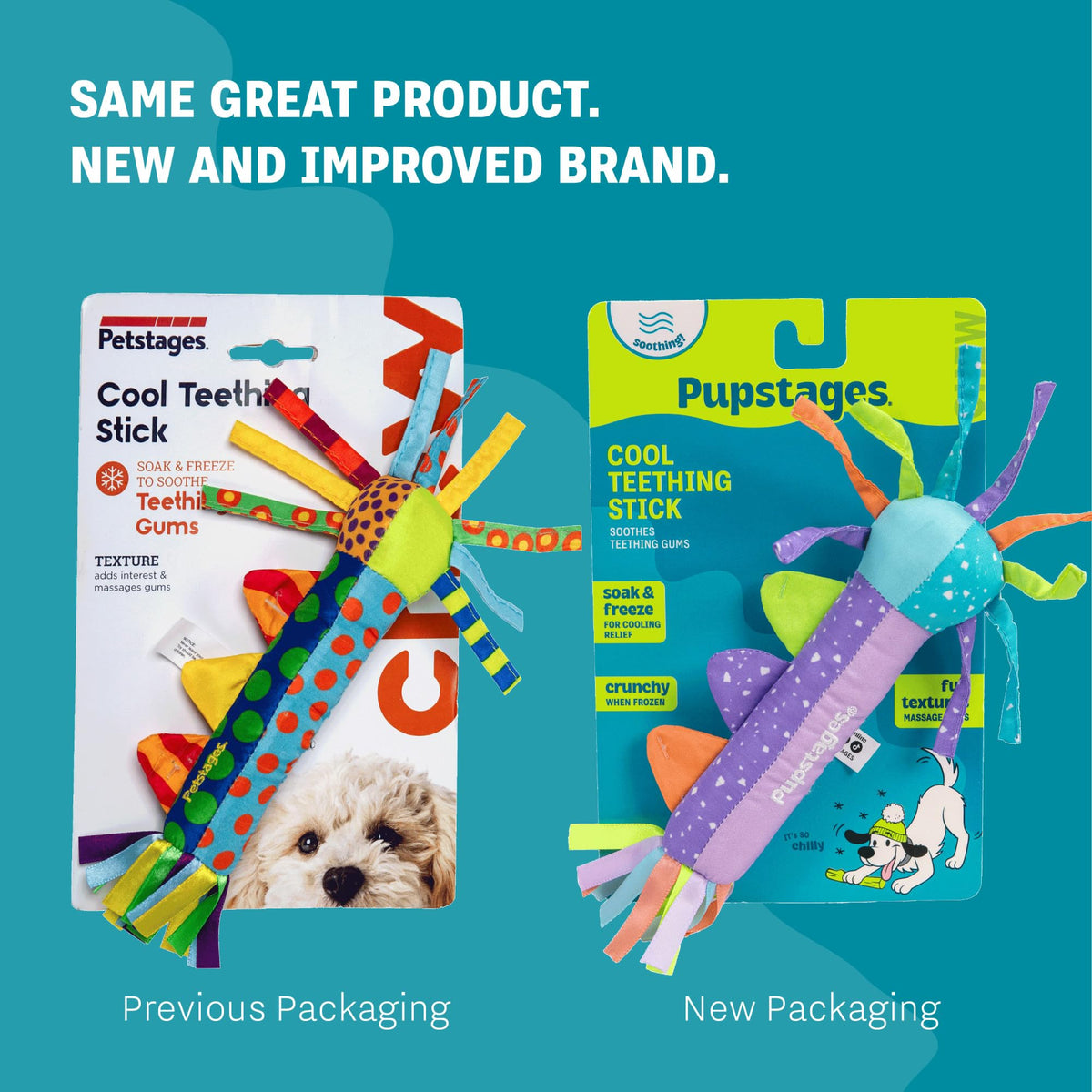 Pupstages Cool Teething Stick Dog Toy - Soothes Gums, Reduces Destructive Behavior, Freezable 10