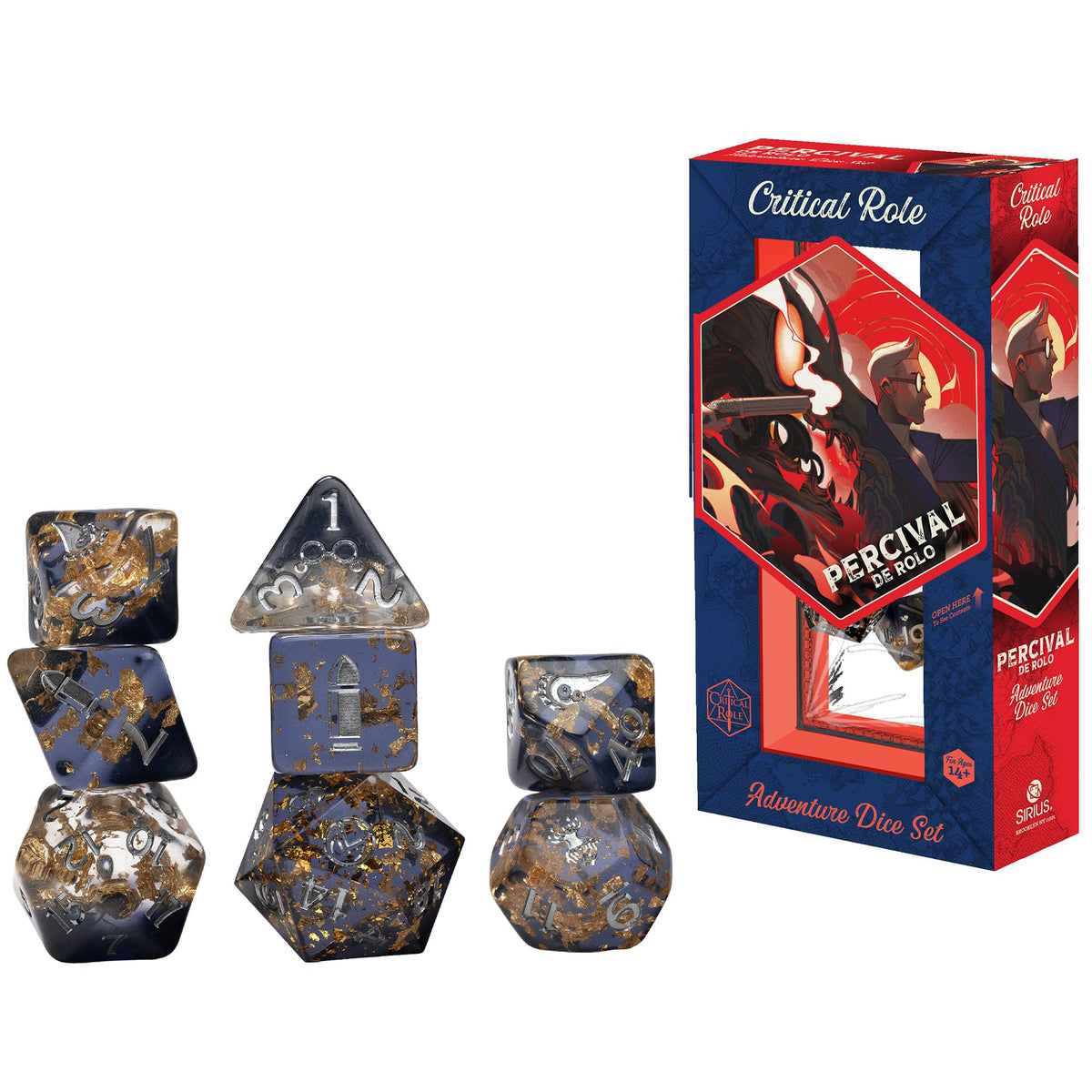 Sirius Dice Critical Role Vox Machina Percival de Rolo 8pc RPG Set