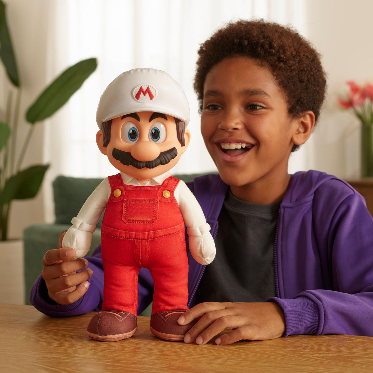 Super Mario Galaxy Movie Fire Mario Poseable Plush - 15 in / 38 cm