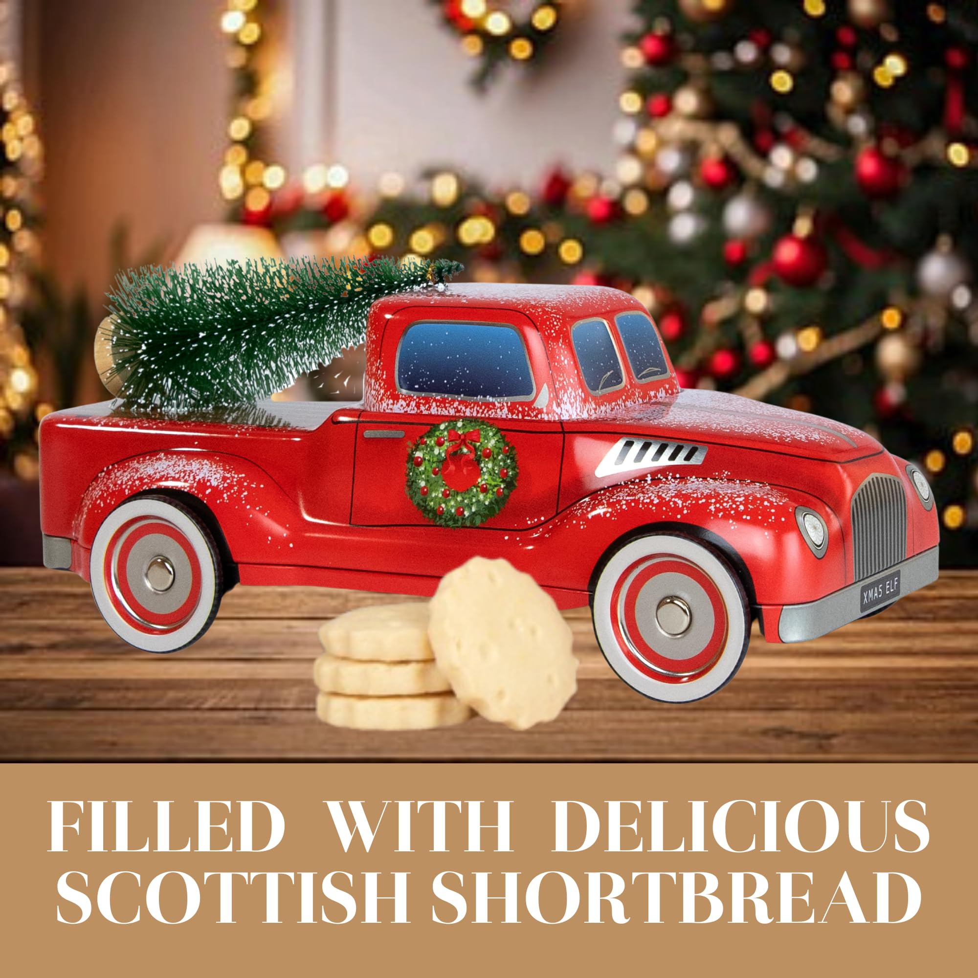 The Silver Crane Co. - Christmas Truck with Tree Biscuits Tin Shortbread Gift 6