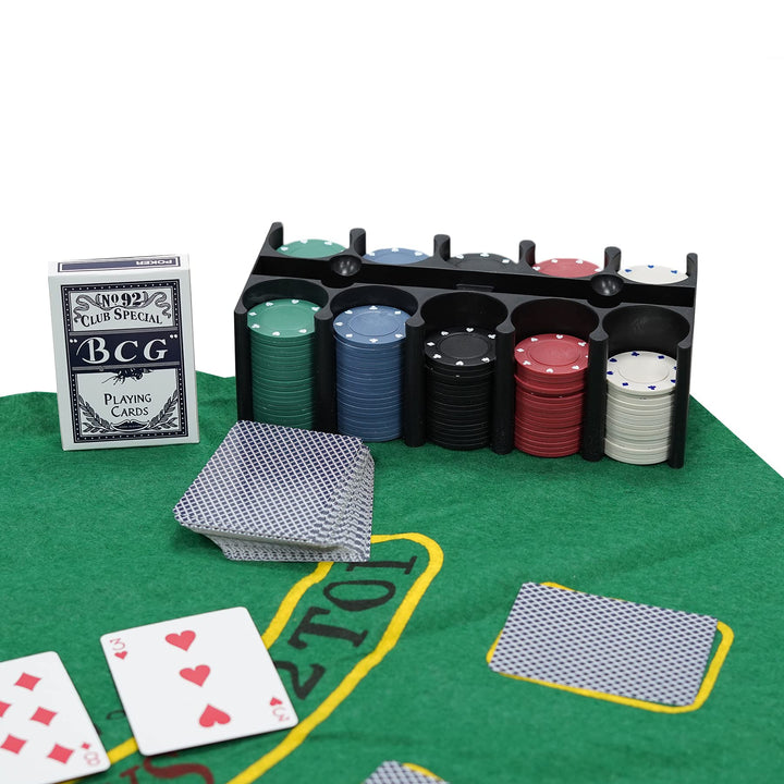 Tanness 200 Pcs Casino Poker Set with Chips, Cards, and Playing Mat for Texas Hold'em and Blackjack