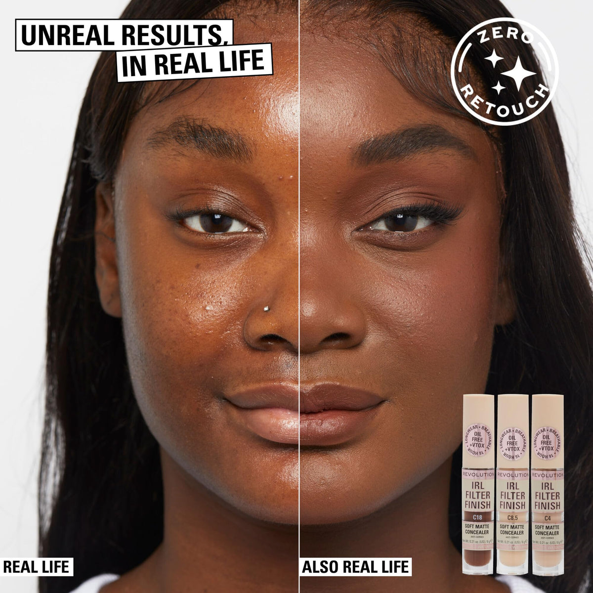 Revolution Beauty London IRL Filter Finish Concealer - Full Coverage, 16-Hour Wear | Liquid, C1 4
