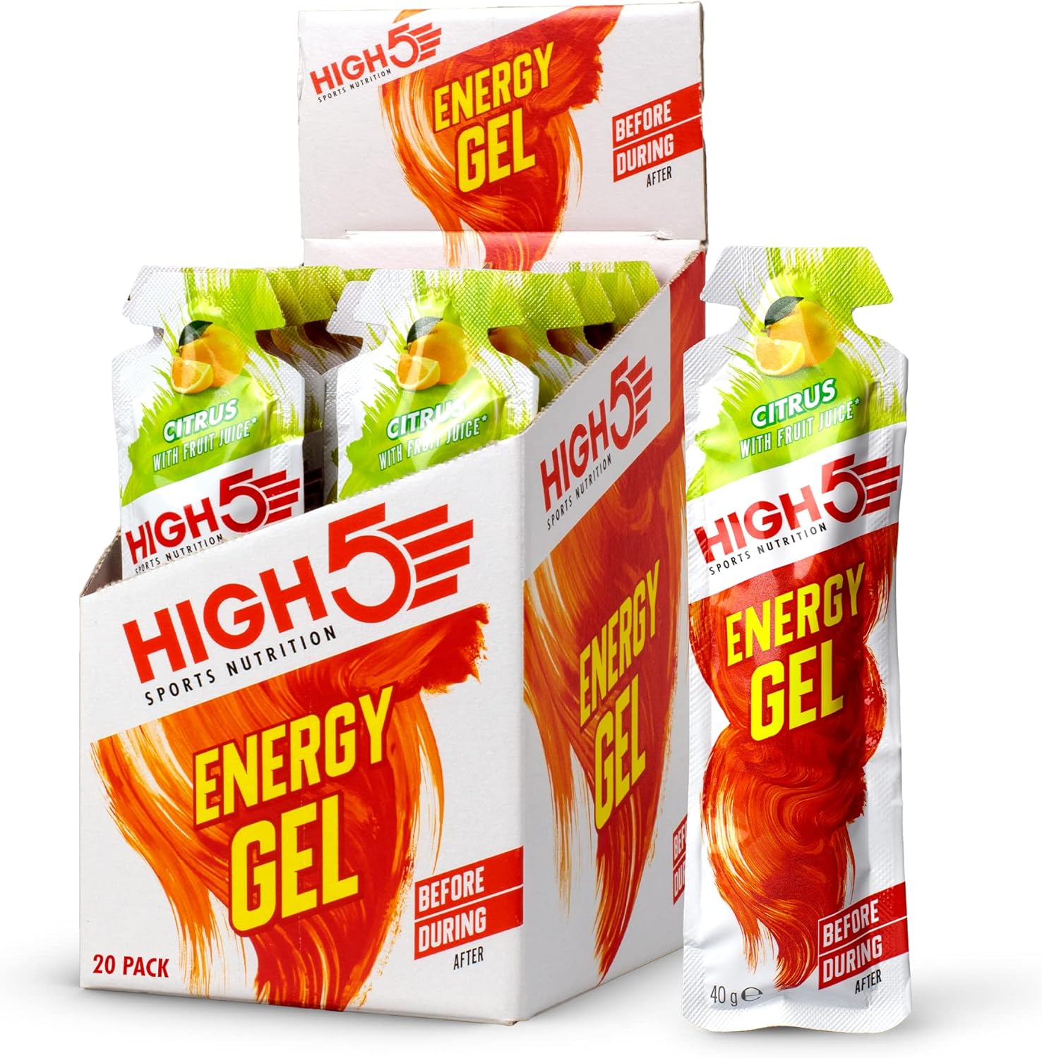 HIGH5 Energy Gel Citrus - Natural Fruit Juice Energy Gel for Endurance Sports (20 x 38g) 1