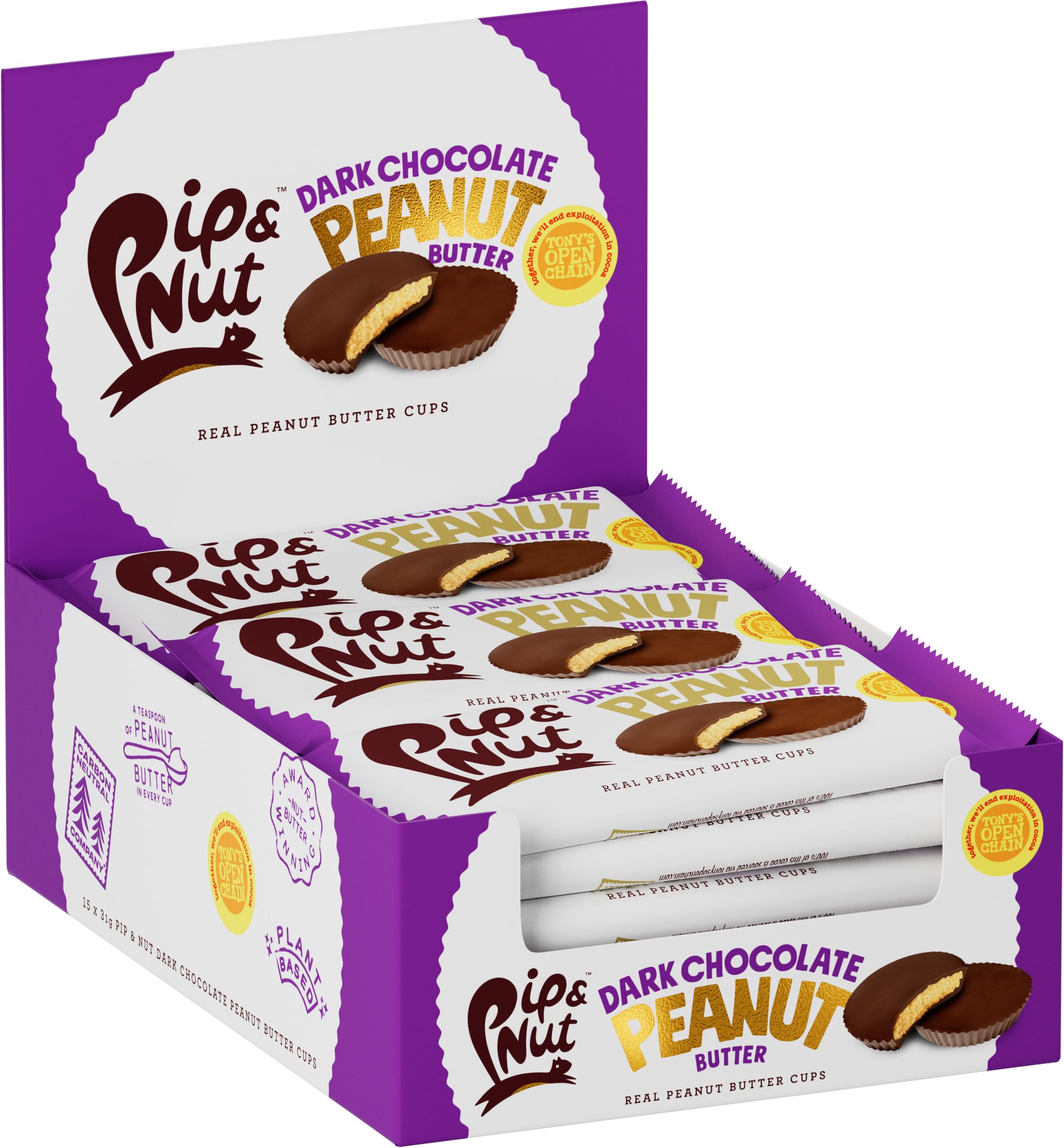 Pip & Nut - Dark Chocolate Peanut Butter Cups (15 Pack, 2 Cups per Pack) 1
