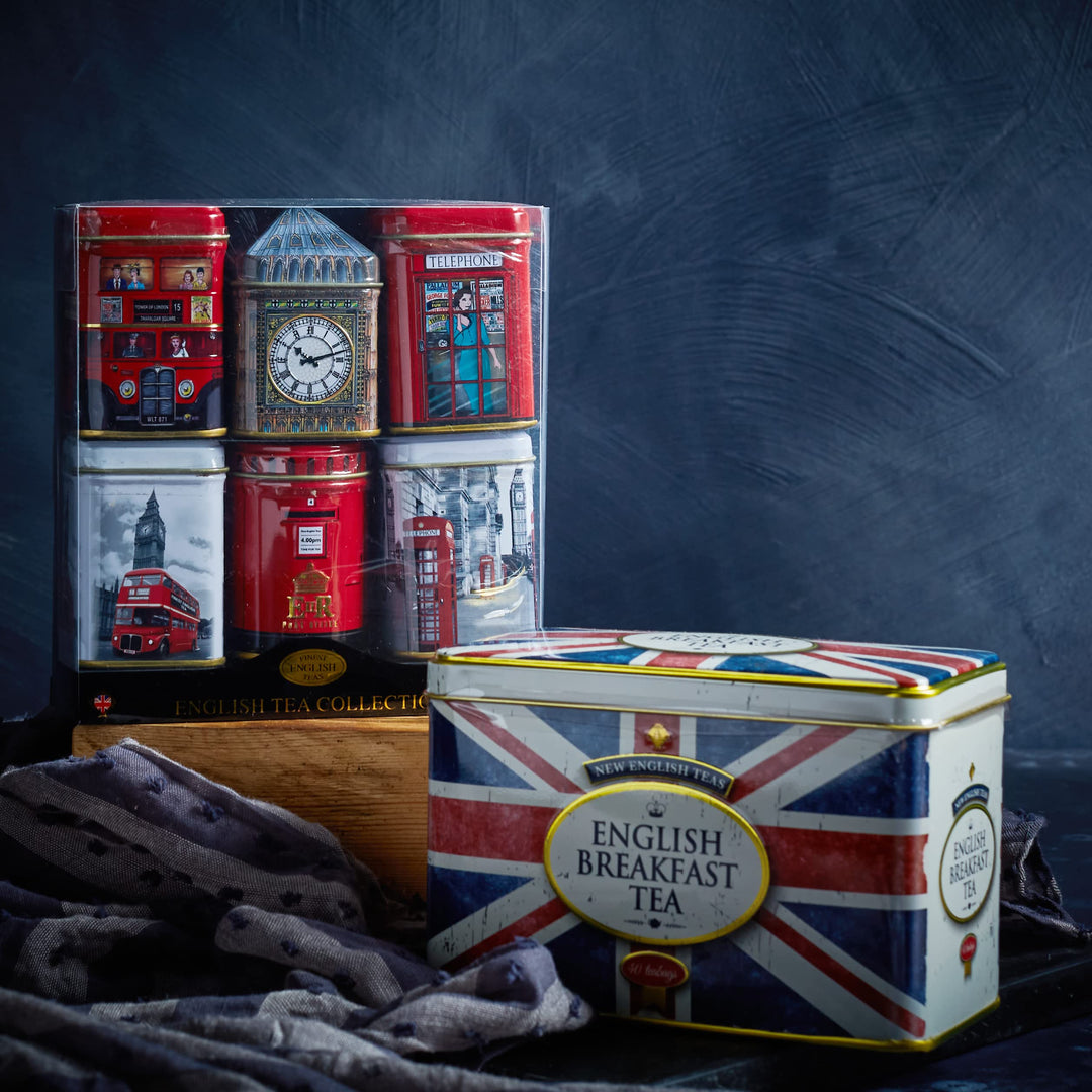 New English Teas London Sights Mini Tea Tin Gift Set - 6 Selection Loose-Leaf Black Tea Collection