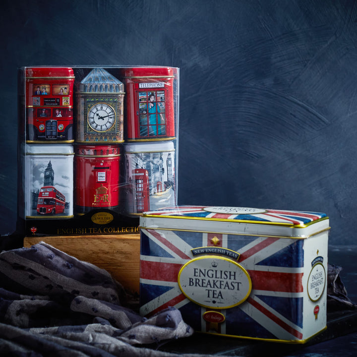 New English Teas London Sights Mini Tea Tin Gift Set - 6 Selection Loose-Leaf Black Tea Collection