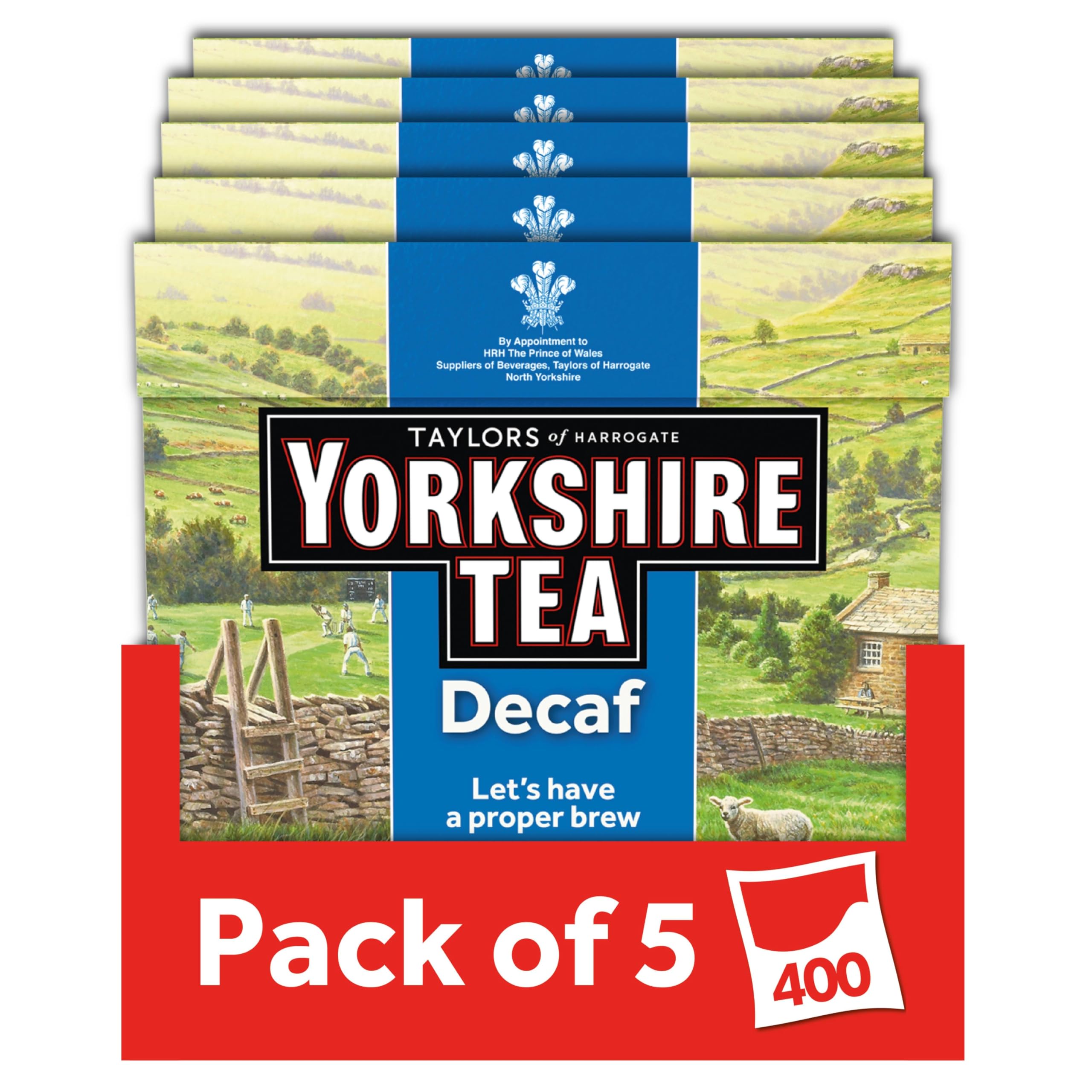 Yorkshire Tea Decaf Black Tea Bags - 400 Bags Total (5 Boxes of 80) | Full-Bodied Flavour