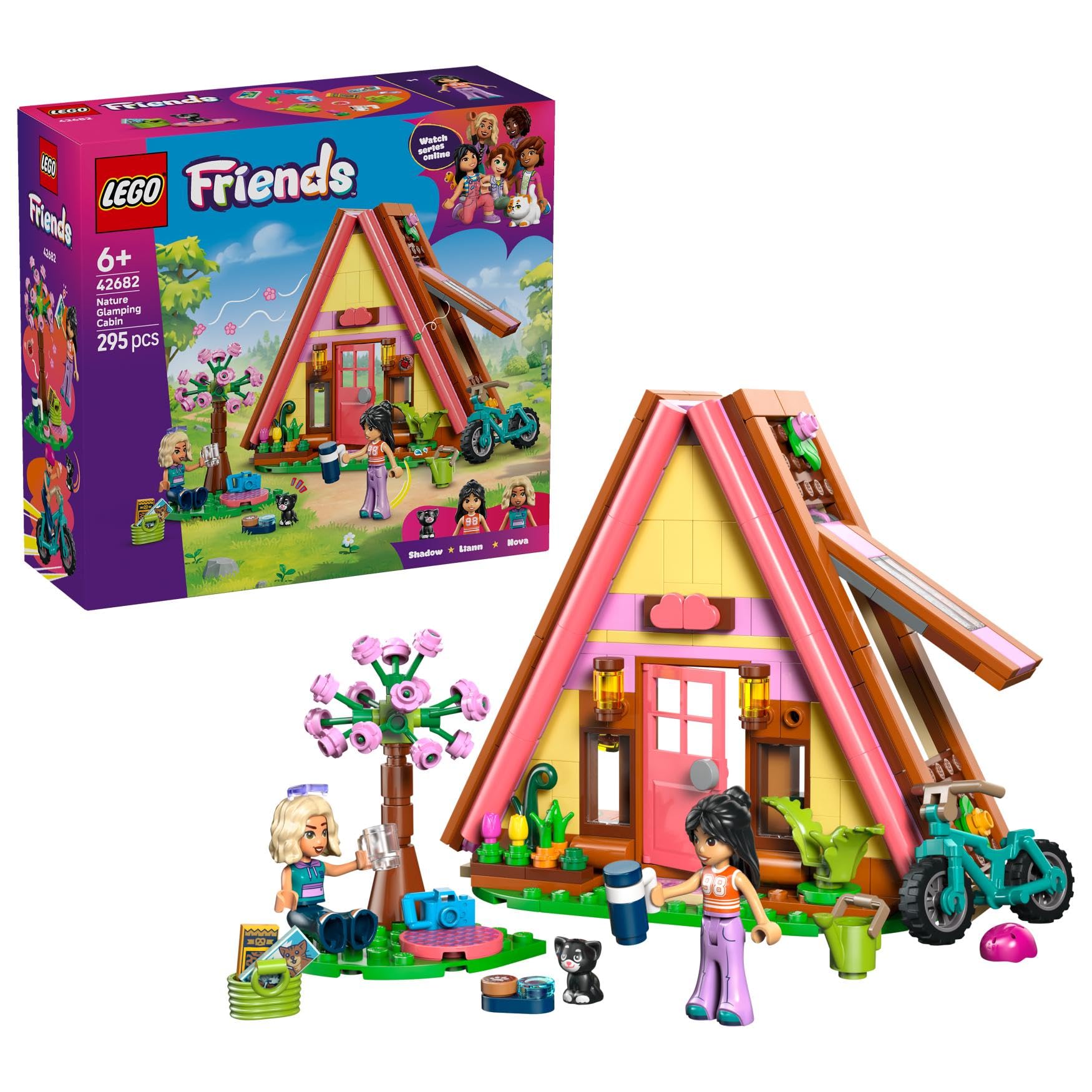 LEGO Friends Nature Glamping Cabin Building Set 42682 for Ages 6+ | Includes 2 Mini Dolls 1