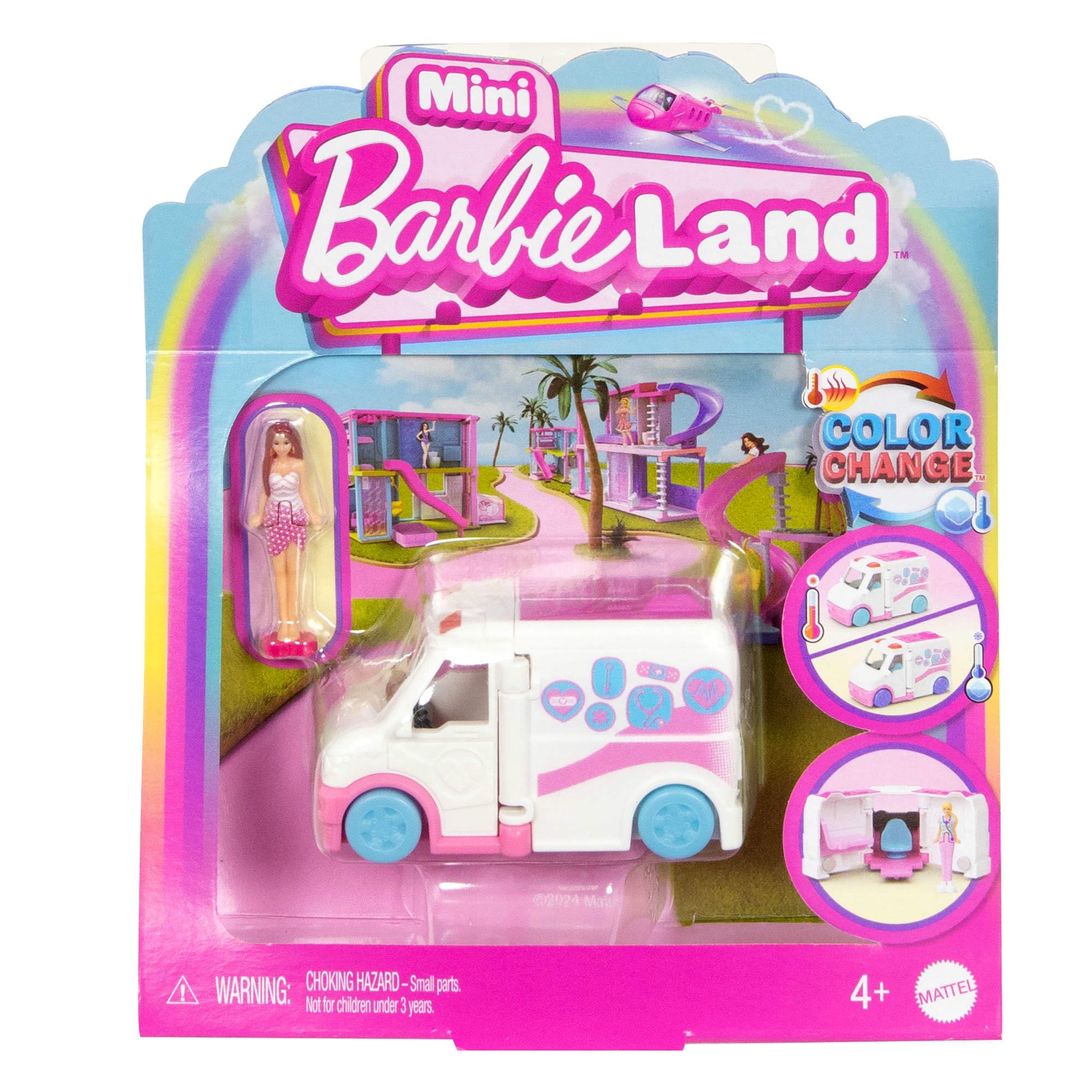 Barbie Mini BarbieLand Doll & Toy Vehicle Set - Color-Change Care Clinic Playset for Ages 4+ 1