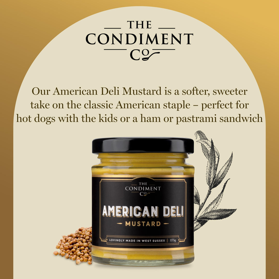 The Condiment Co. American Deli Mustard 175g - Smooth Yellow Mustard Sauce for Burgers & Hot Dogs