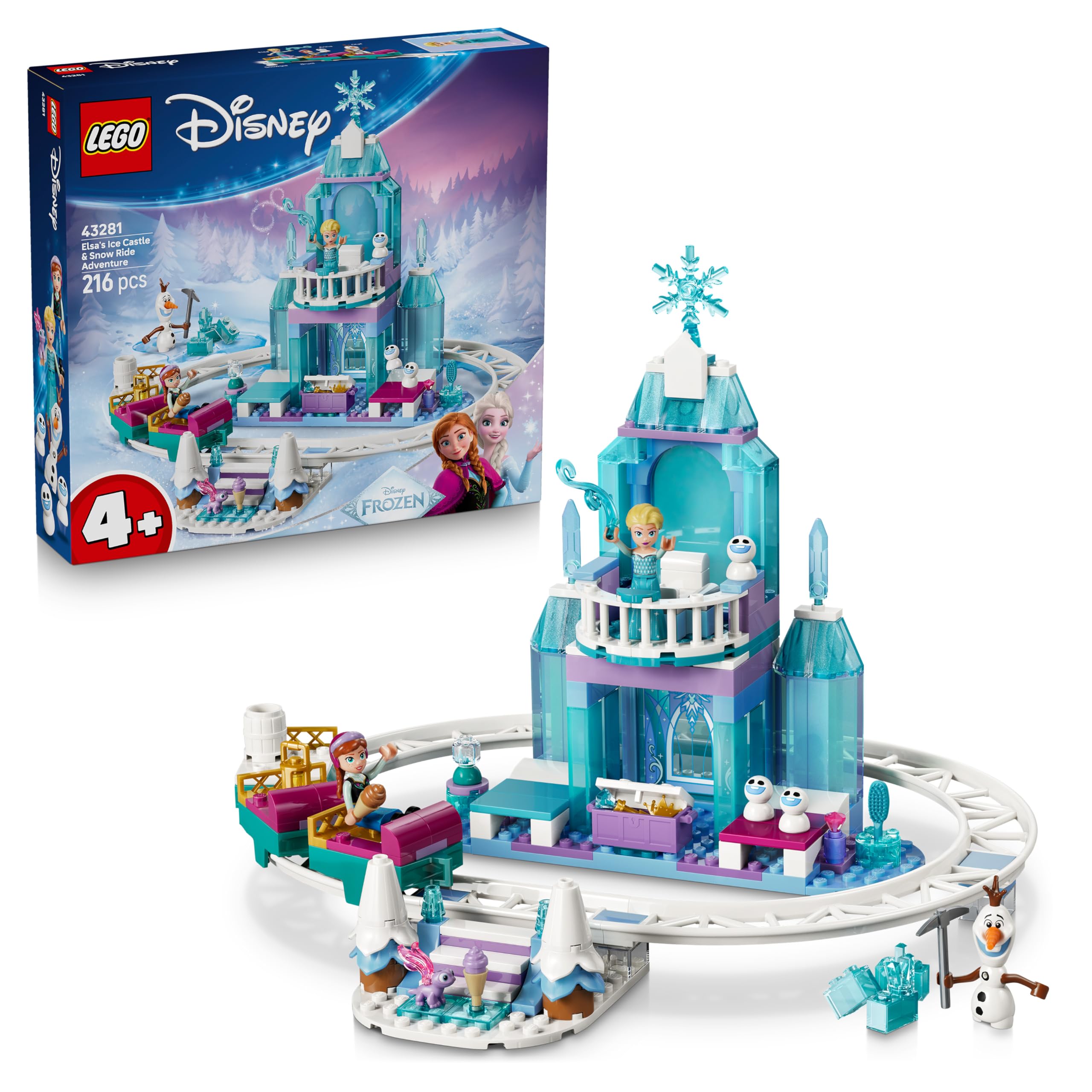 LEGO Disney Frozen Elsa's Ice Castle & Snow Ride Adventure Building Set | Ages 4+ | Model 43281 1
