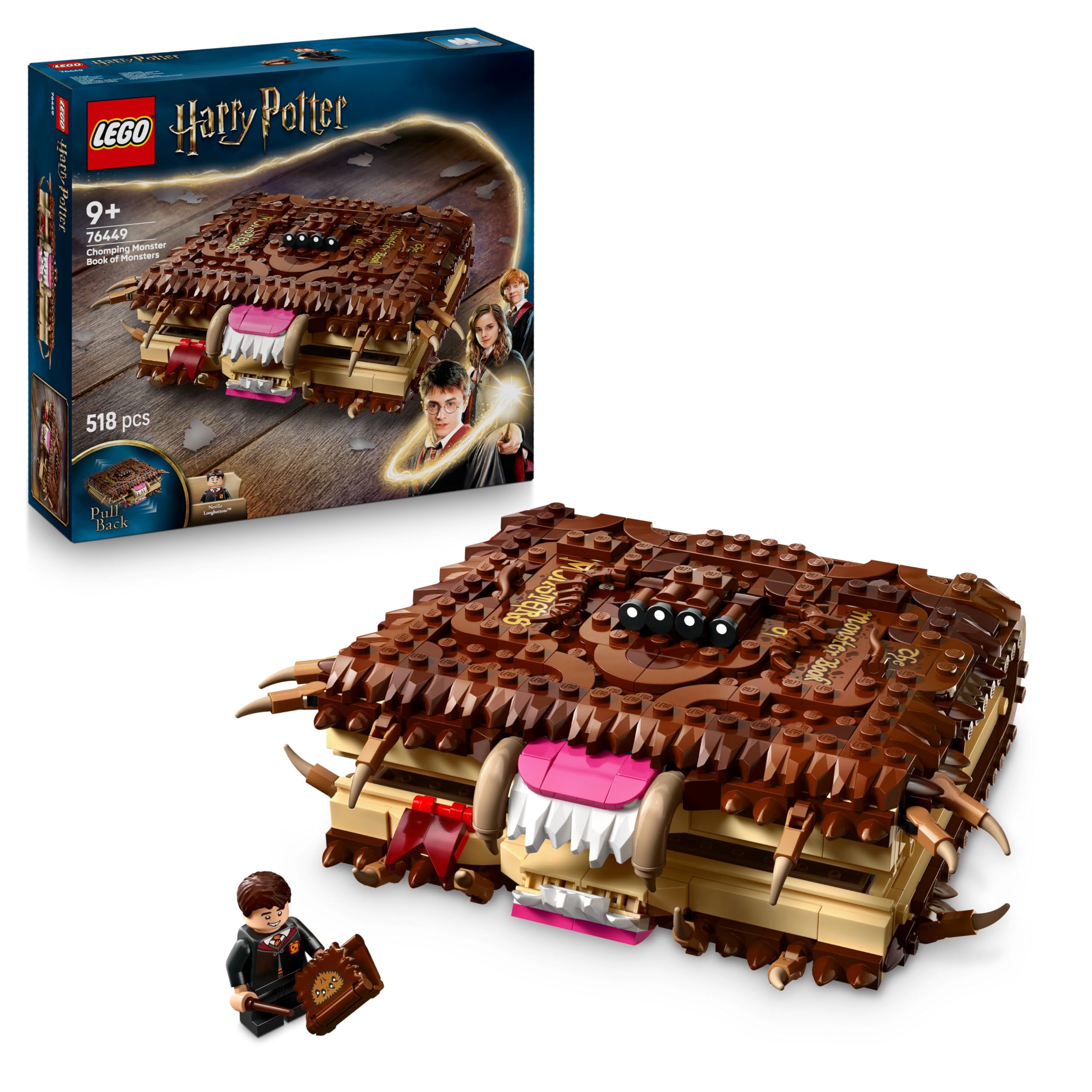 LEGO Harry Potter Chomping Monster Book of Monsters 76449 - Interactive Pull-Back Building Set for Kids 9+ 1