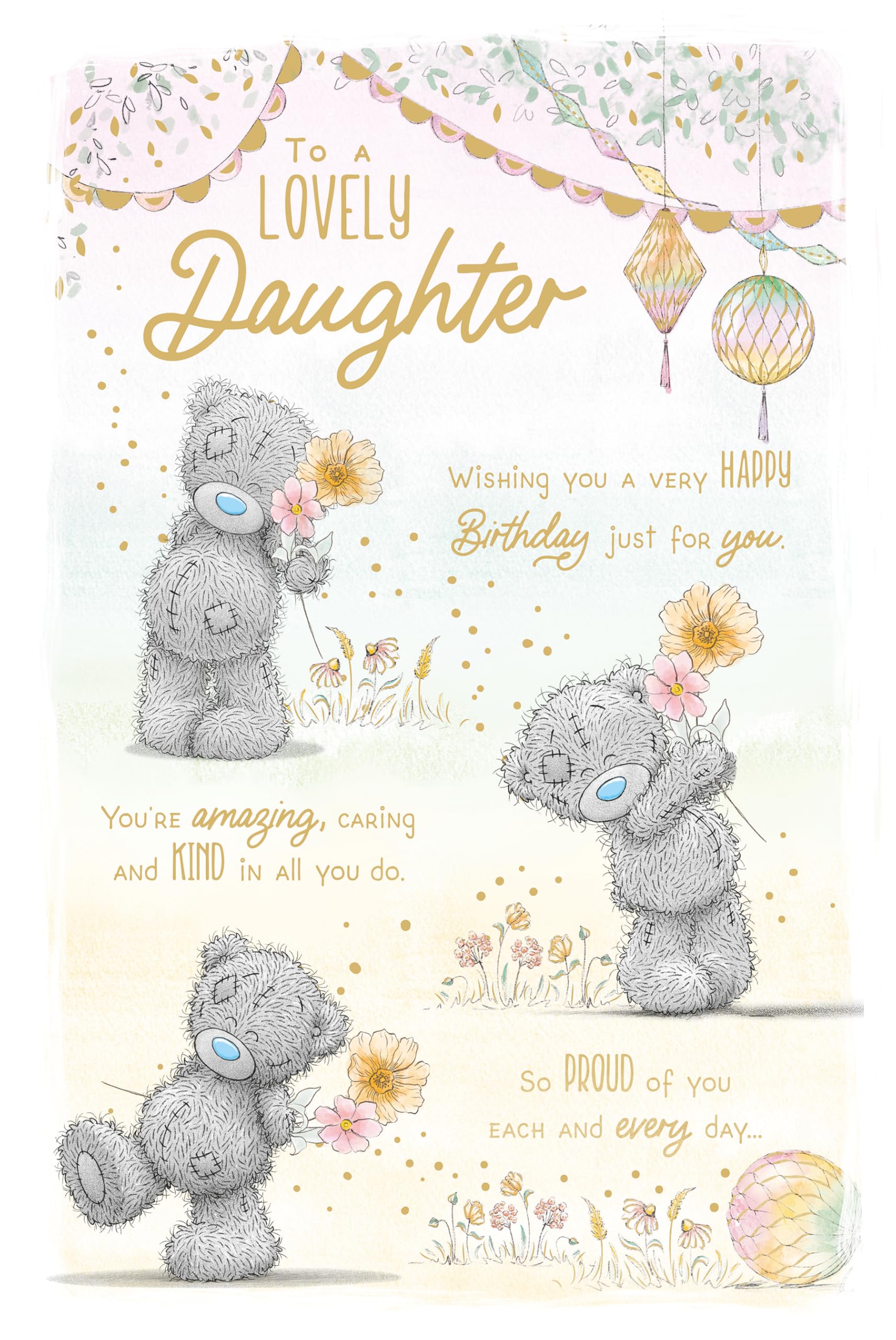 Me To You Tatty Teddy Birthday Card for Daughter | 6 x 9 in | Gold Foil Accents