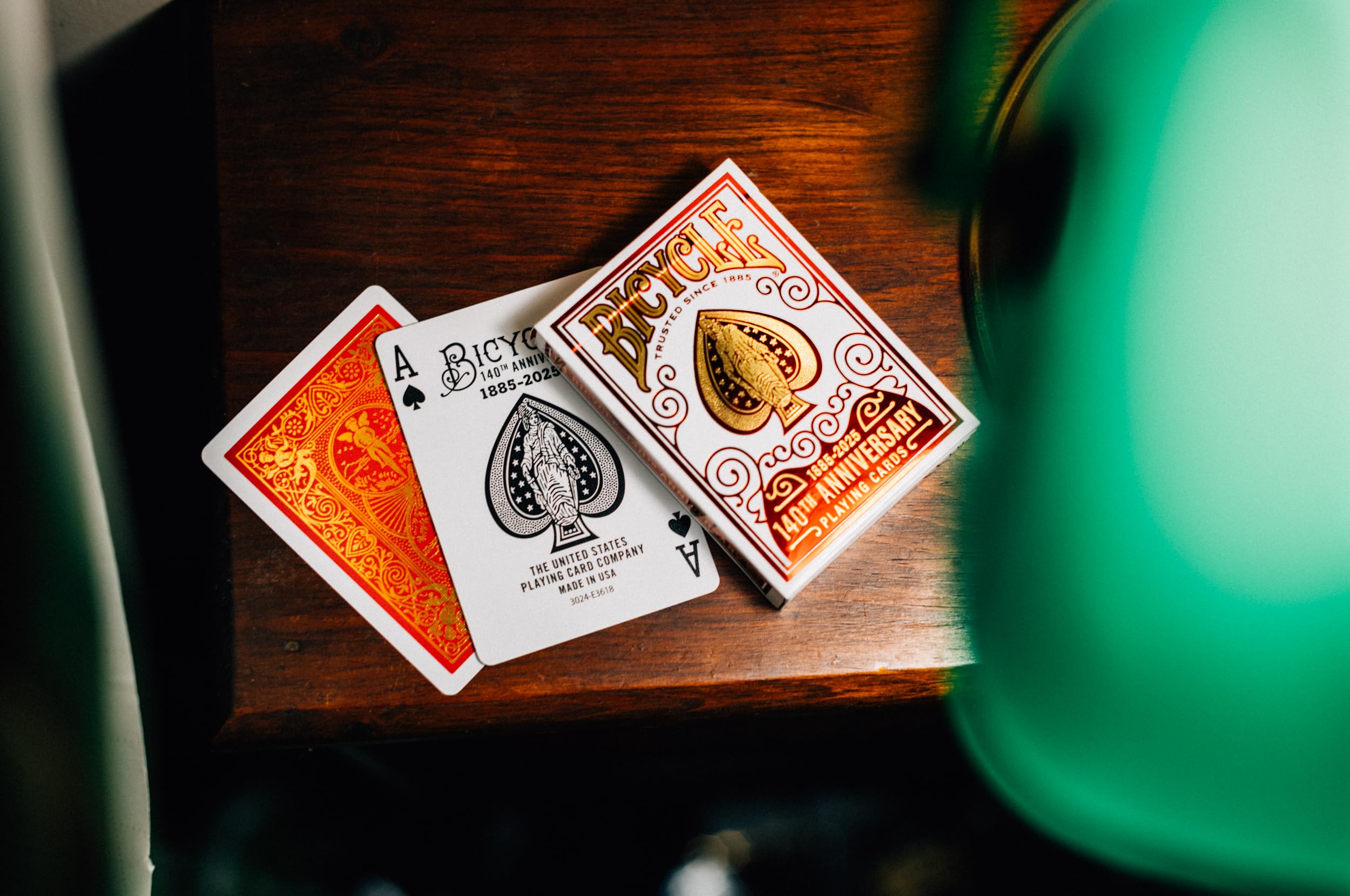 Bicycle 140th Year Anniversary Playing Cards - Gold Foil Tuck & Backs | Air Cushion Finish | Made in USA 4