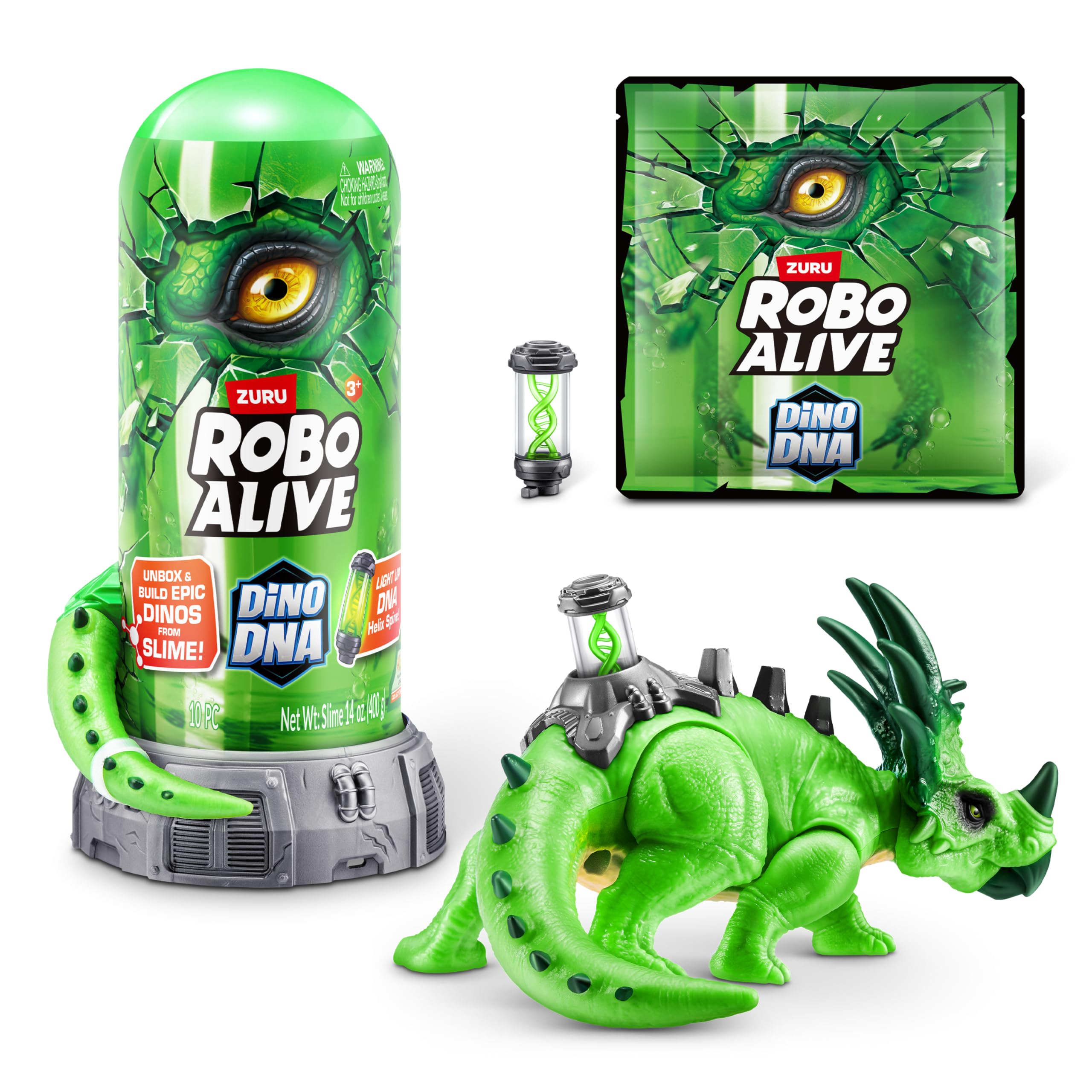 Robo Alive Dino DNA Styracosaurus Figure Kit | Light-Up DNA Spine | Ages 3+