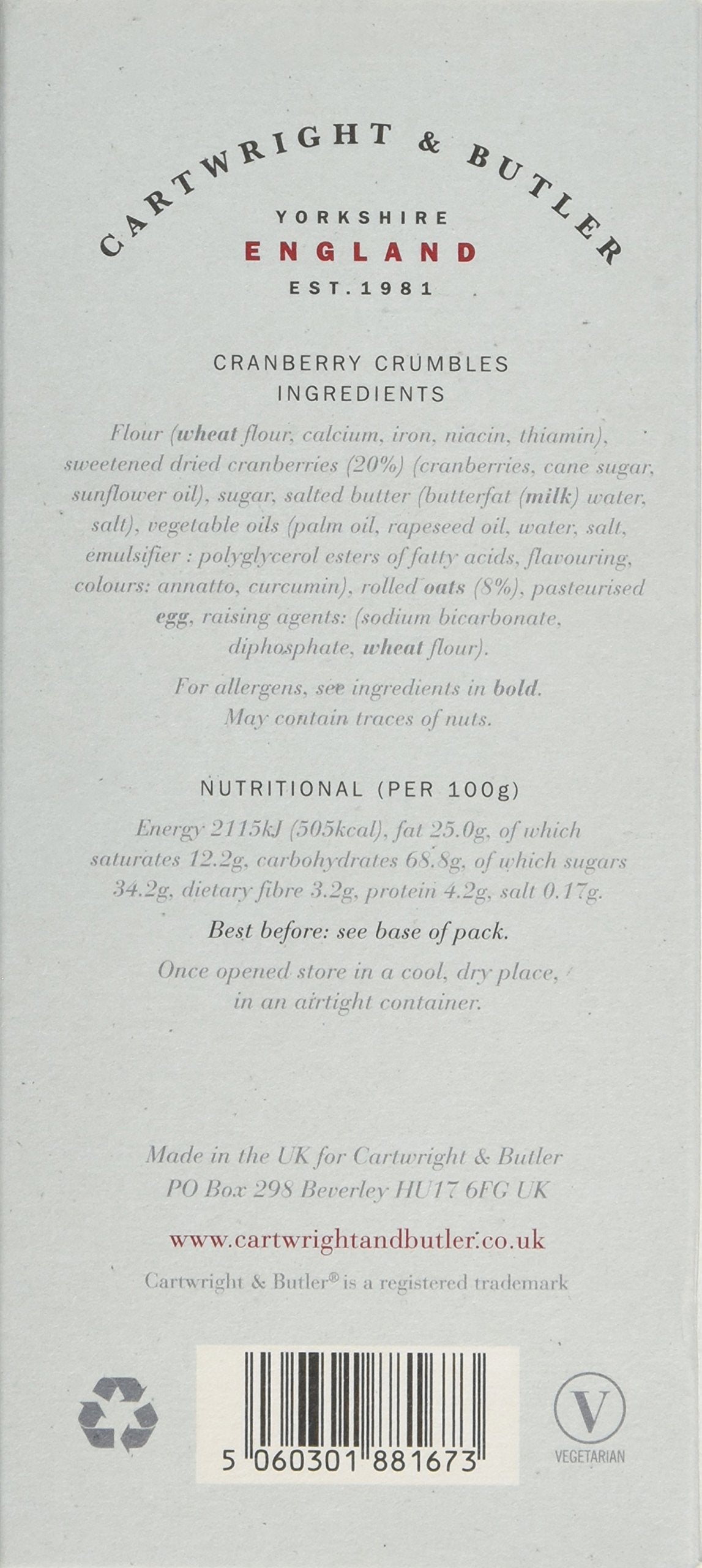 Cartwright & Butler - Cranberry Crumbles Carton | Chewy & Crumbly Oat Biscuit with Dried Cranberries 4