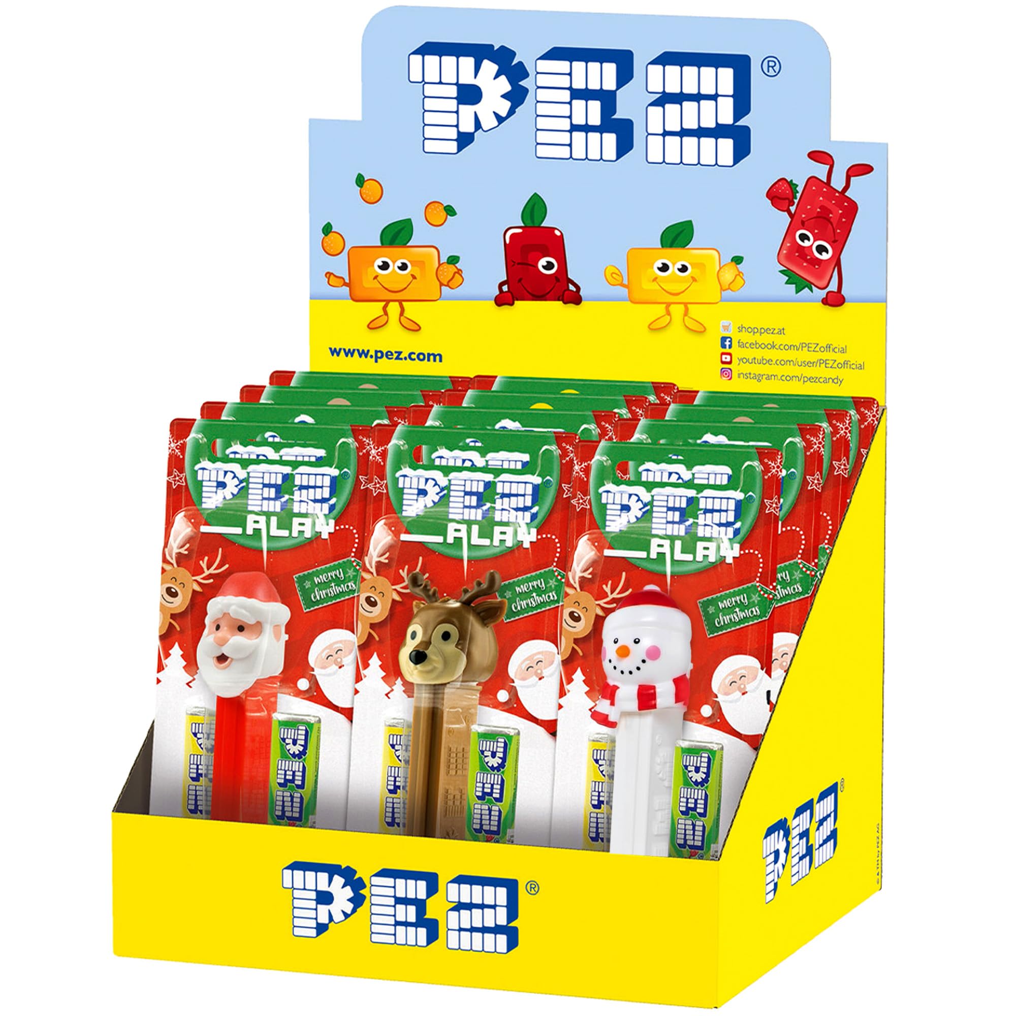 PEZ Christmas Themed Sweet Dispenser Multipack - Santa, Reindeer, Polar Bear, Snowman with Strawberry & Lemon Candy Refills 8