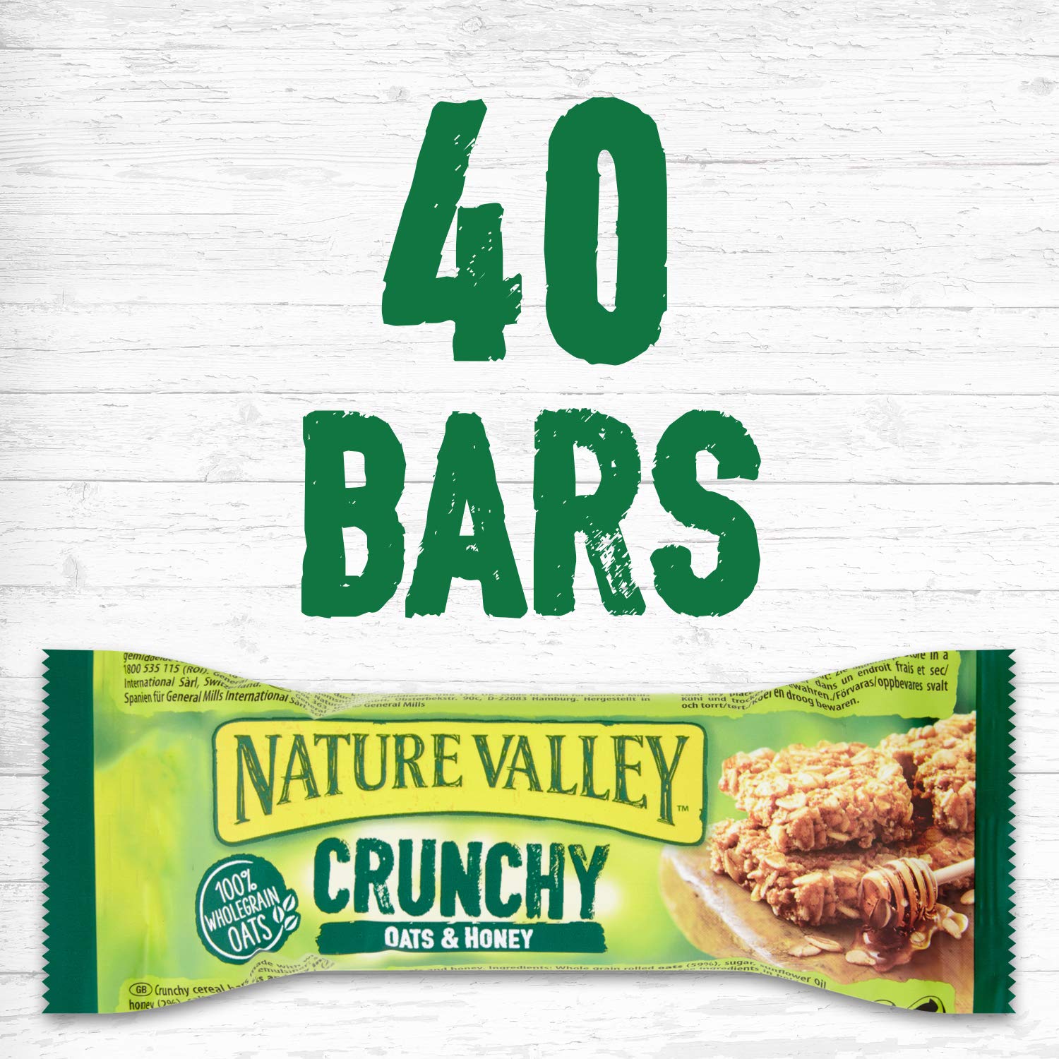 Nature Valley Crunchy Granola Bars Oats 'n' Honey - 40 Pack (2 Bars Per Pack) | Wholegrain Oats 5