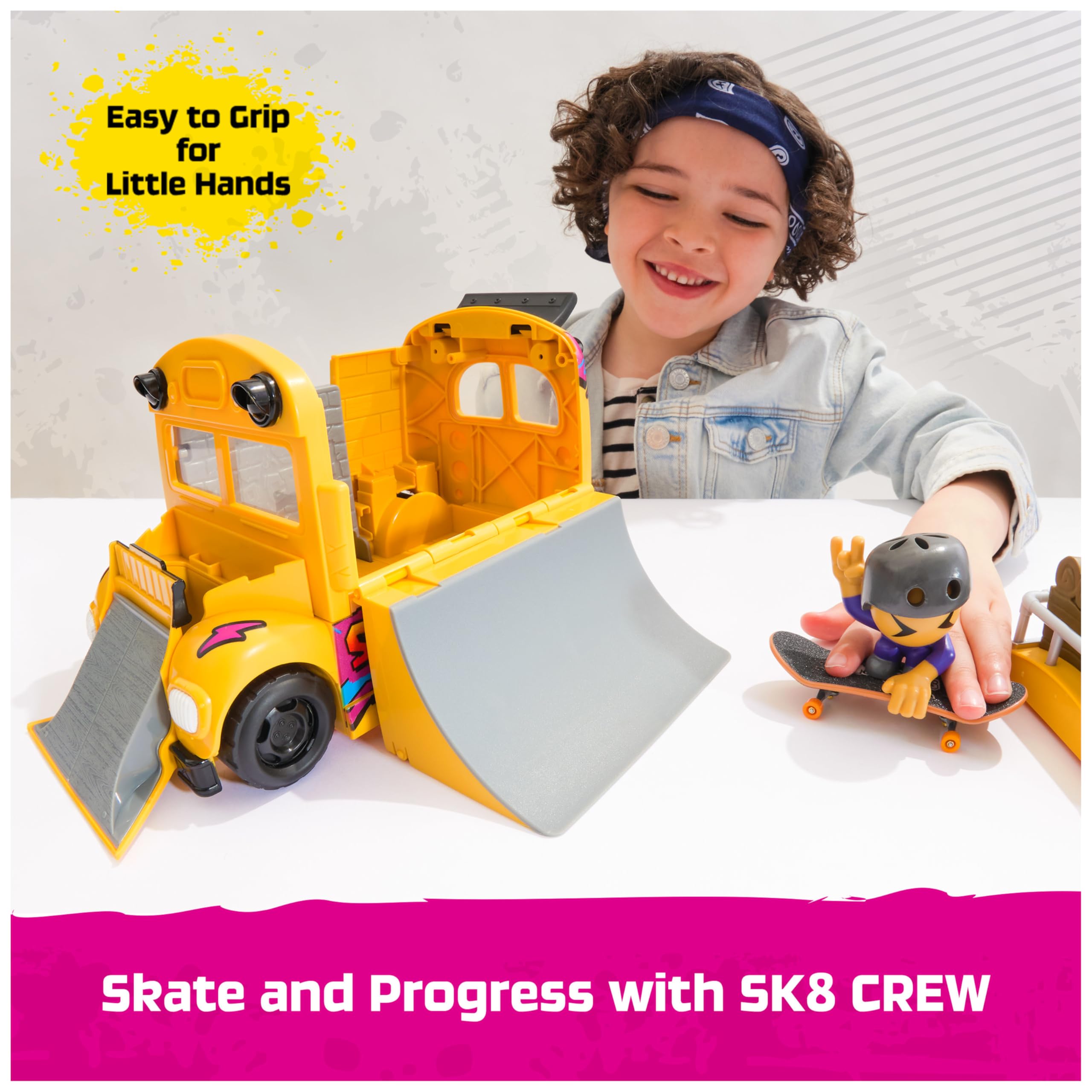Tech Deck Sk8 Crew 2-in-1 Transforming Ultra Sk8 Bus & Storage with Fingerboard | Ages 5+