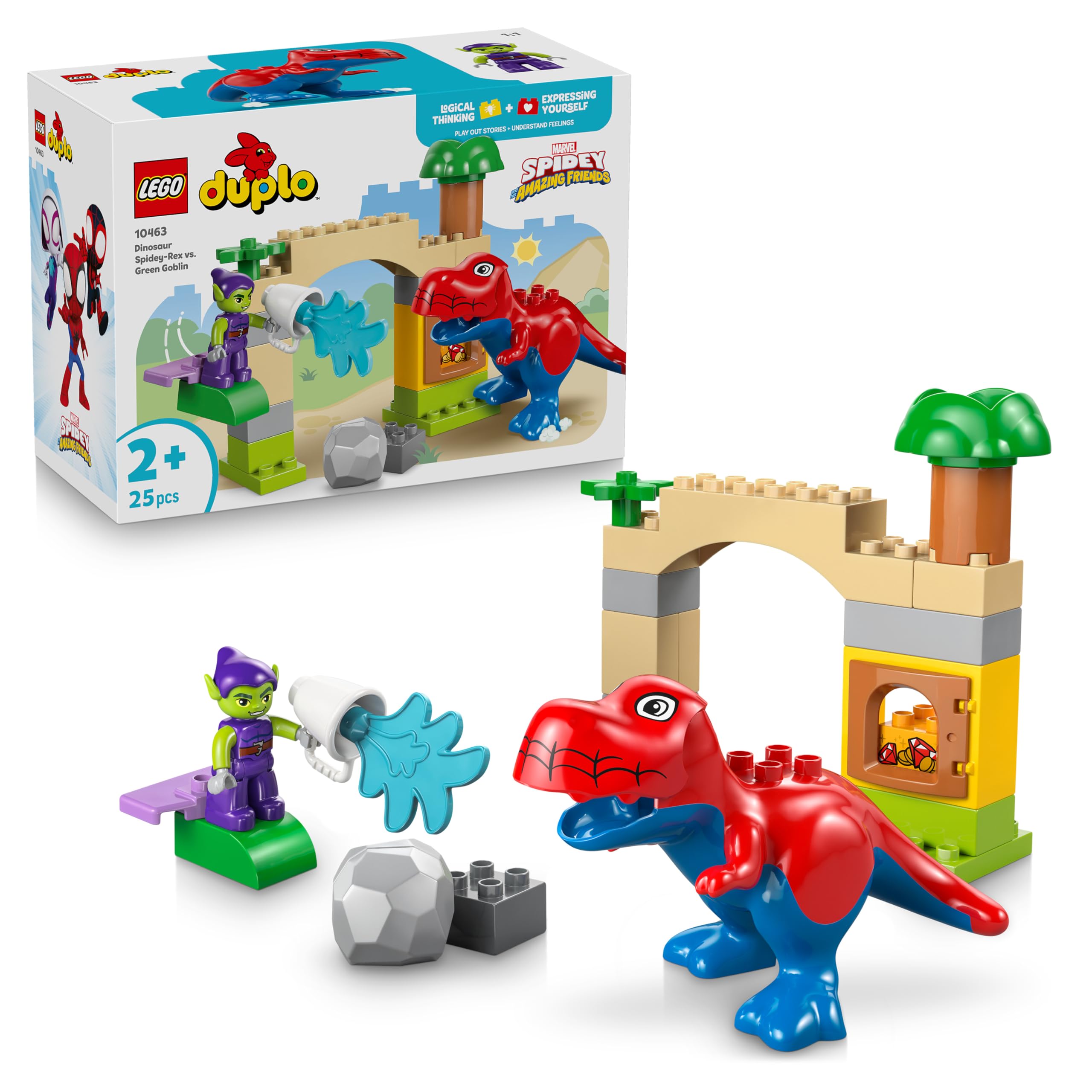 LEGO DUPLO Marvel Dinosaur Spidey-Rex vs. Green Goblin Building Set | Ages 2+ 1